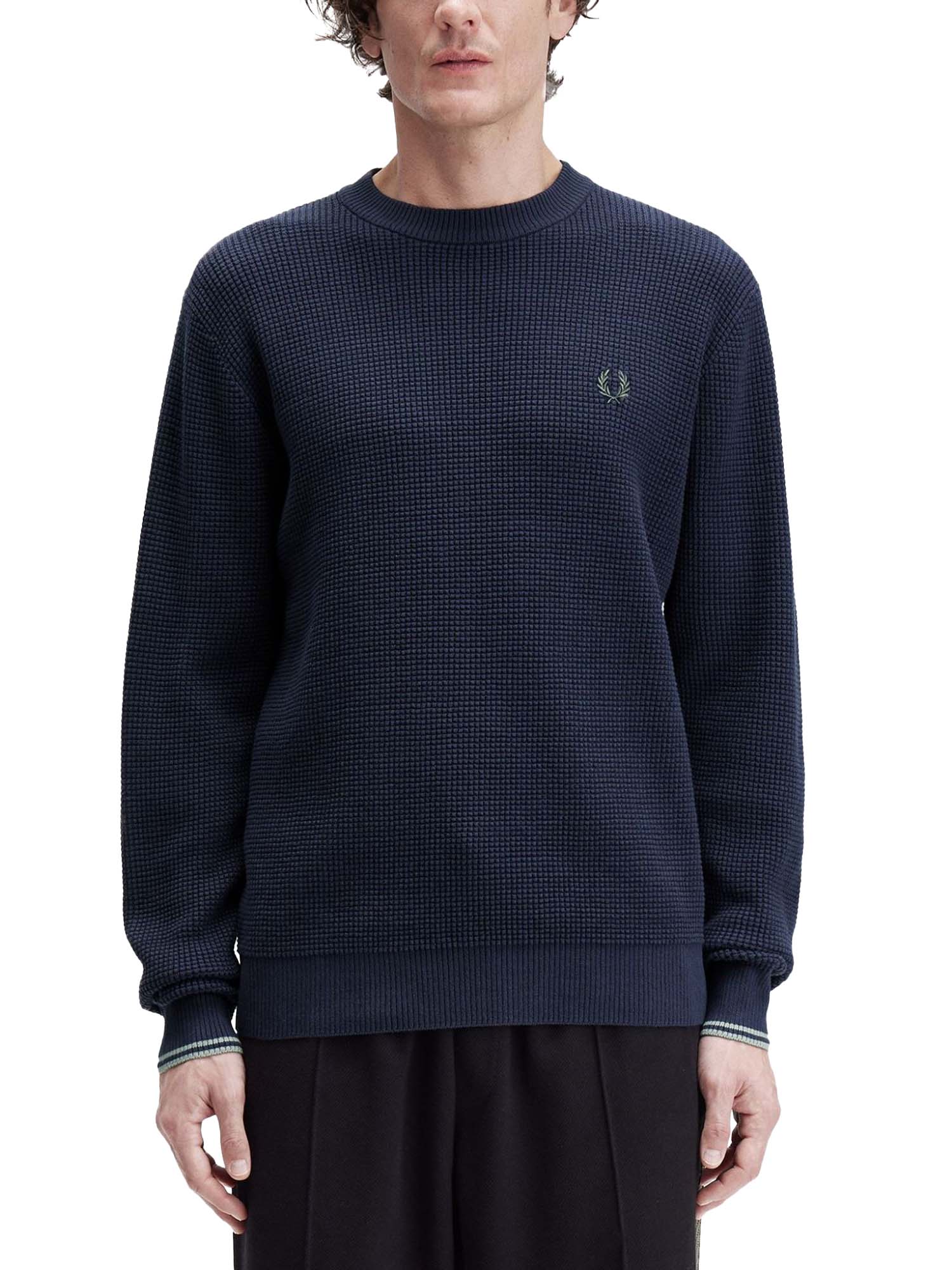 Fred Perry Maglione Con Lavorazione Goffrata Blu