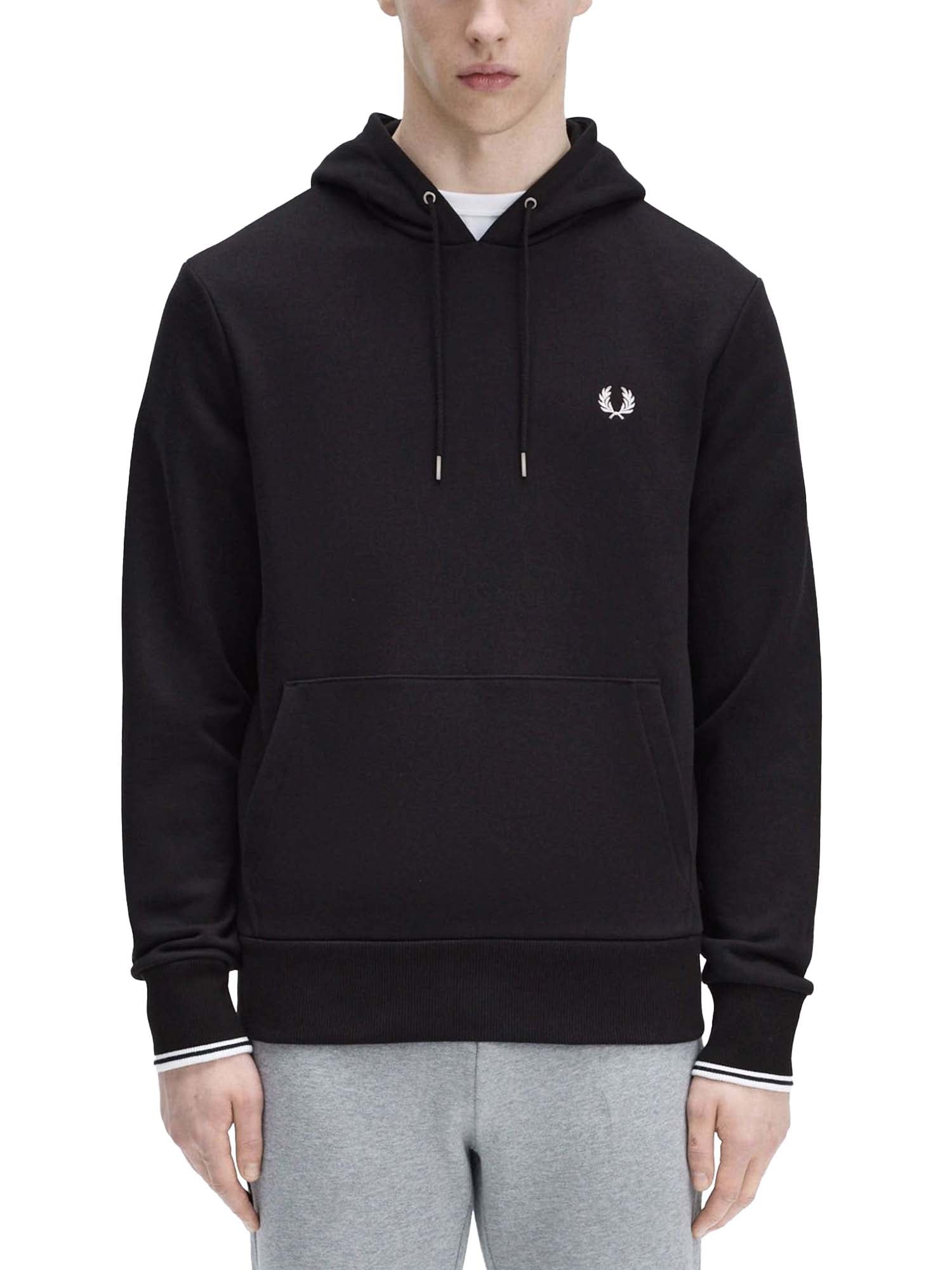 Fred Perry Felpa con cappuccio a righe Nero