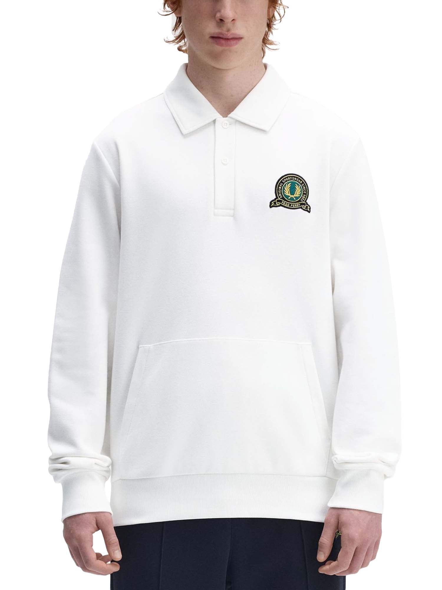Fred Perry Felpa con colletto Tennis Badge Bianco