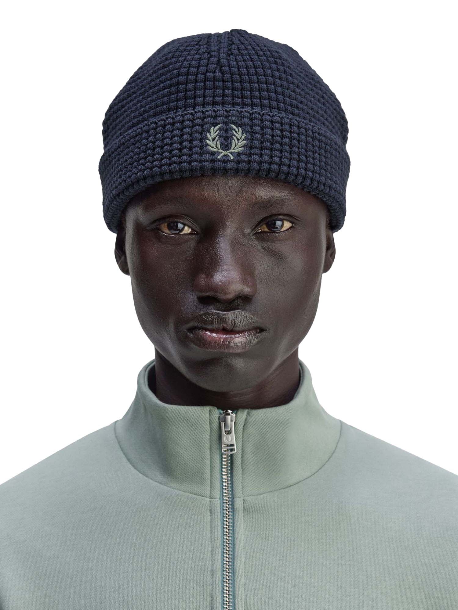 Fred Perry Berretto in maglia goffrata Blu