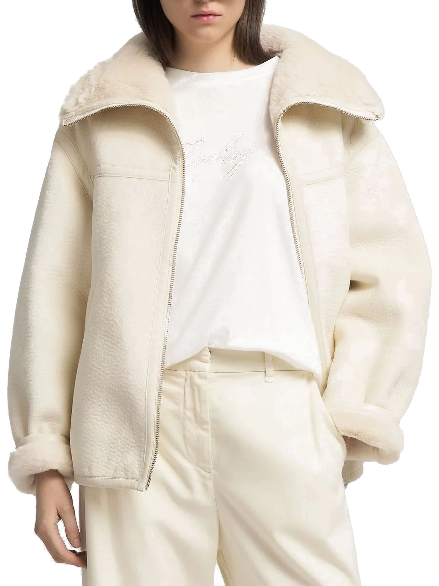 Replay Giubbotto Shearling Donna Bianco