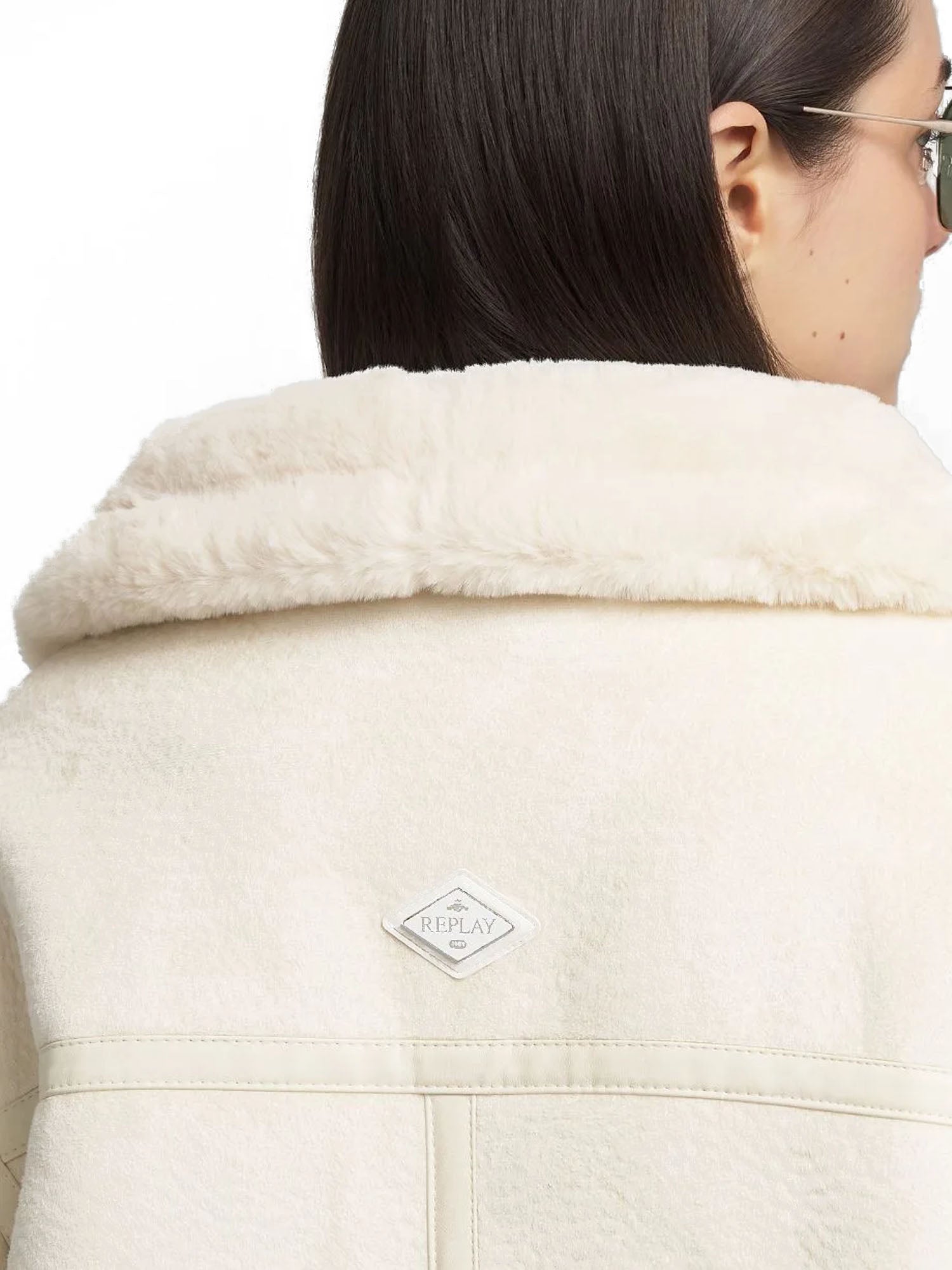 Replay Giubbotto Shearling Donna Bianco