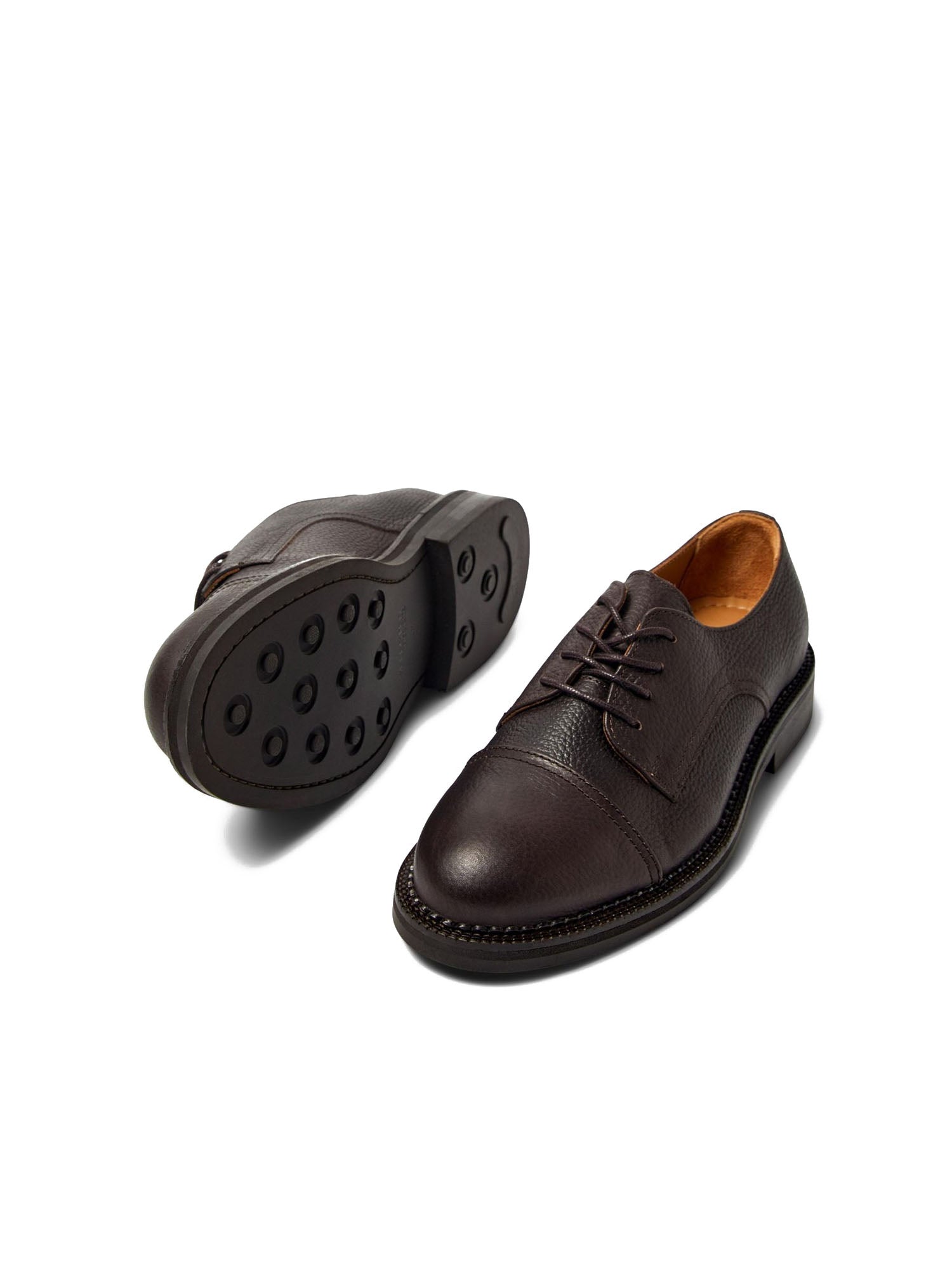 Selected Slhotis Leather Toe Cap Marrone