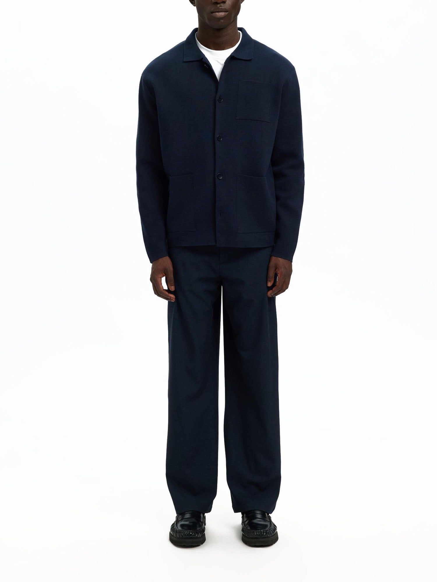 Selected Light Relaxed Polo Cardigan Noos Blu