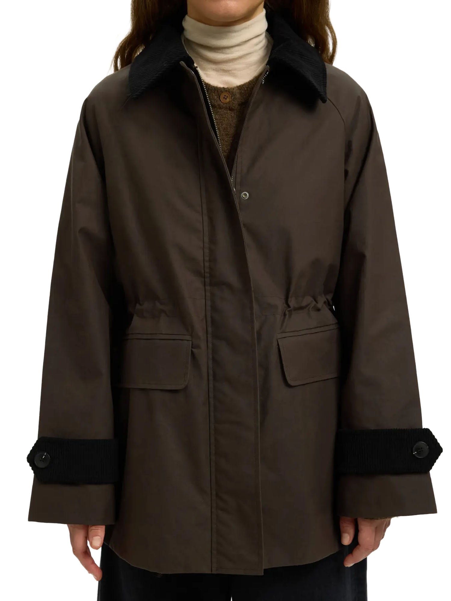 Selected Giacca SLWWILMA Waxed Marrone