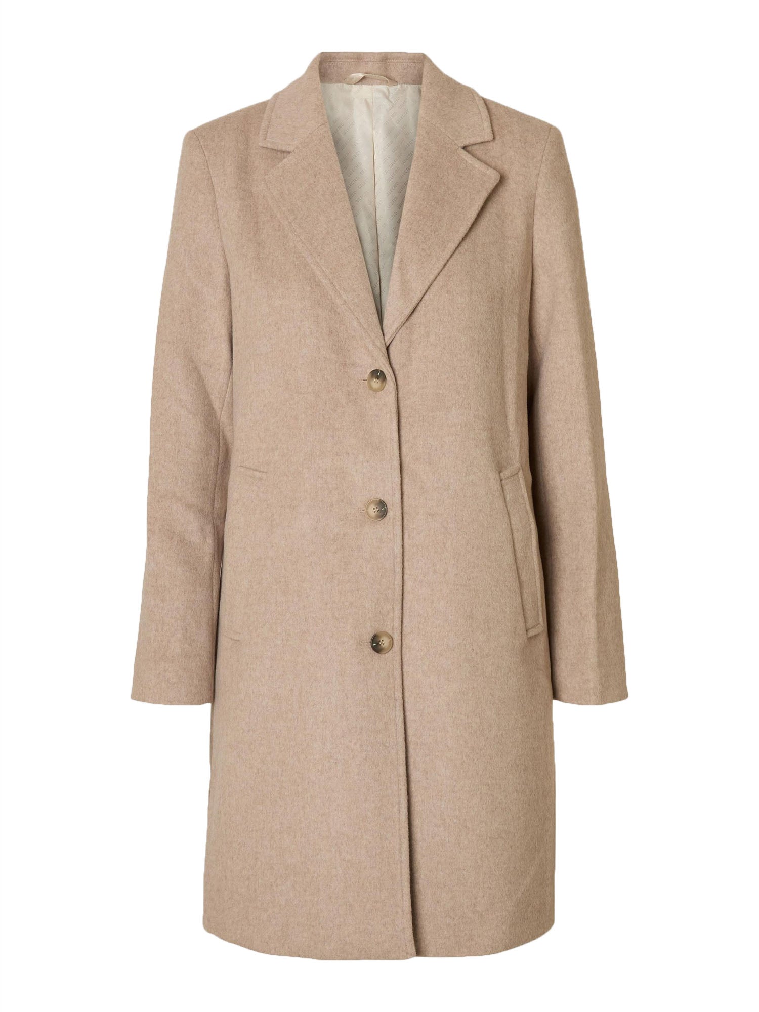 Selected Slfsasja Wool Blend Coat Beige