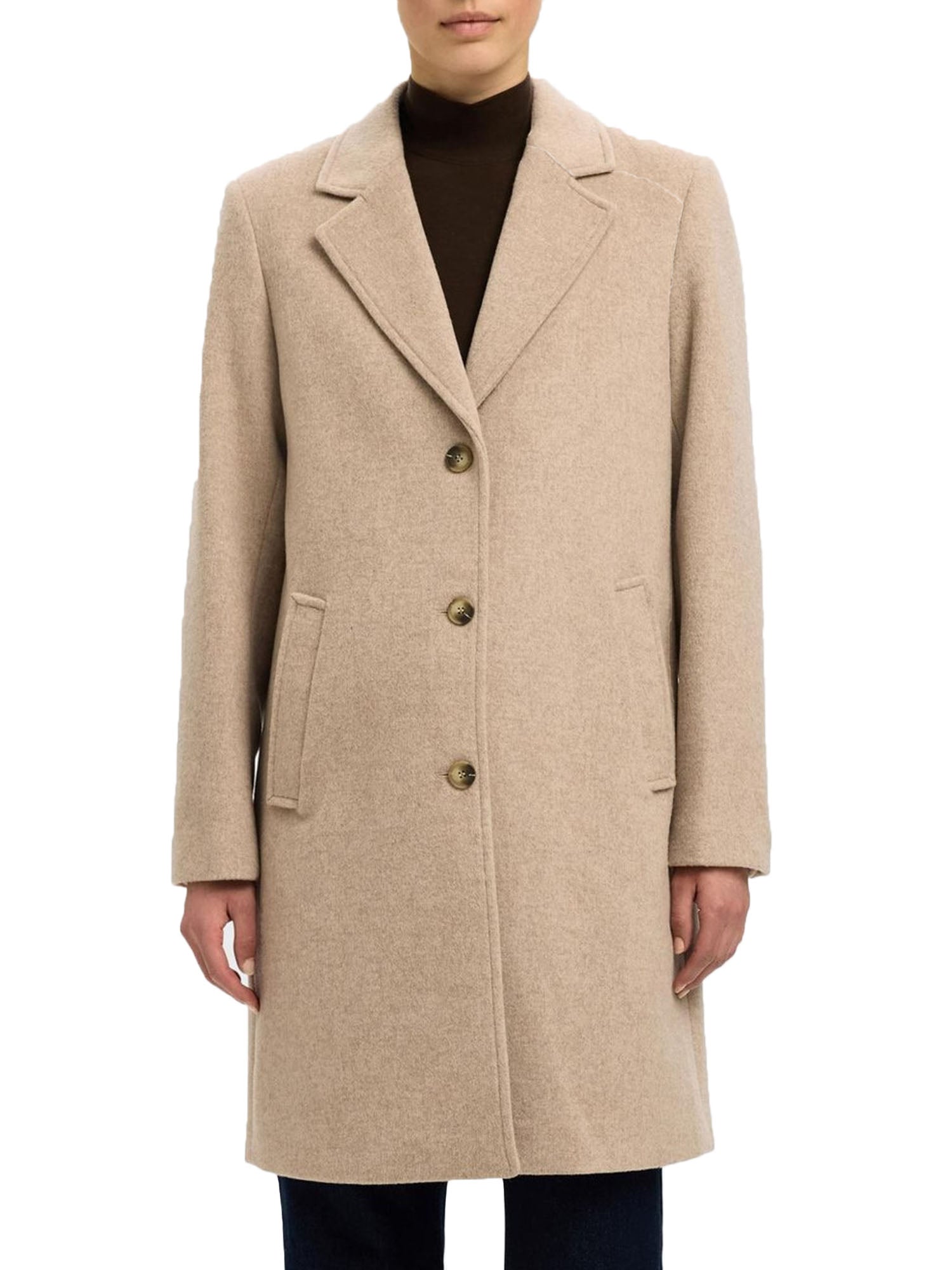 Selected Slfsasja Wool Blend Coat Beige