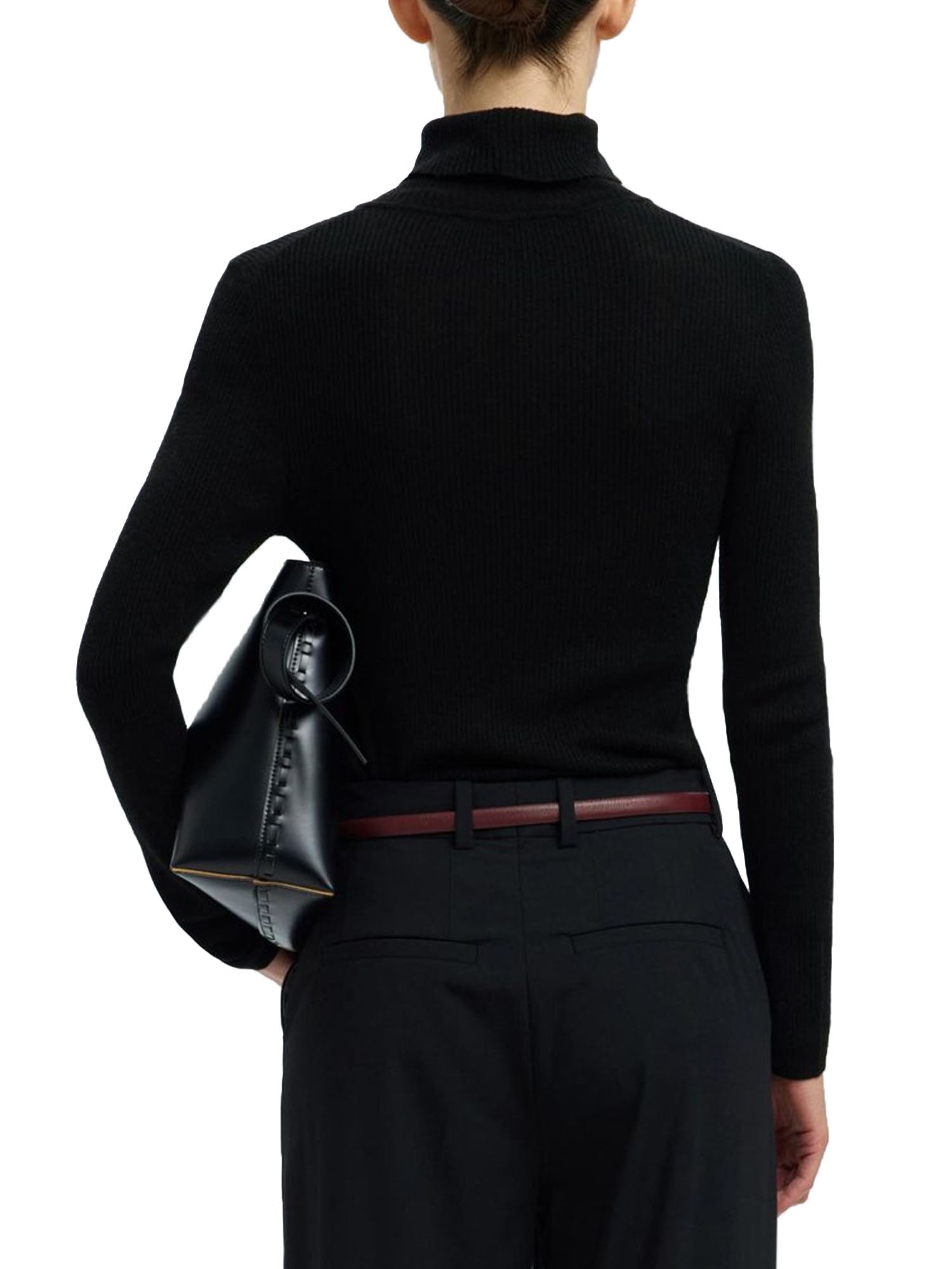 Selected Slfingrid Ls Knit Wool Blend Roll Neck Nero