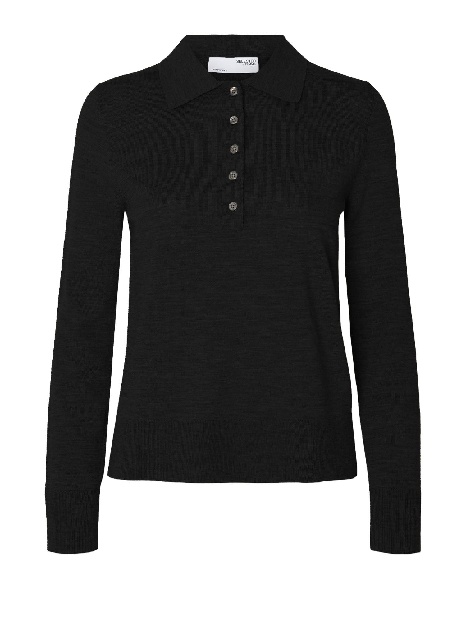 Selected Slfthea Ls Knit Merino Collar Neck Nero