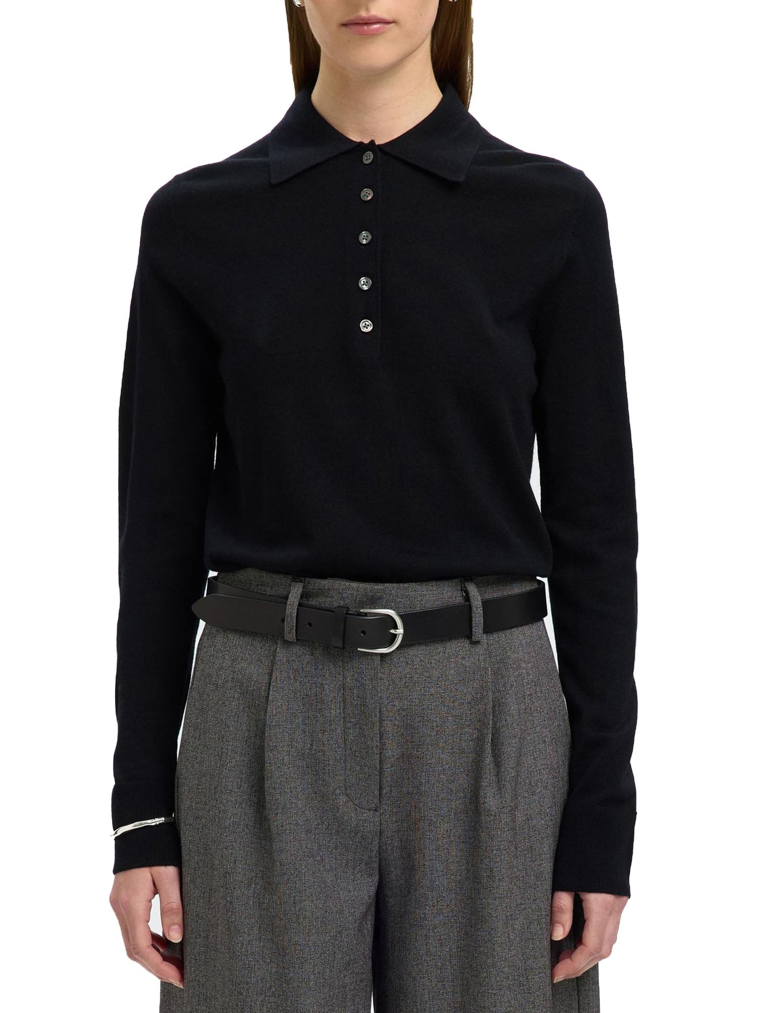 Selected Slfthea Ls Knit Merino Collar Neck Nero