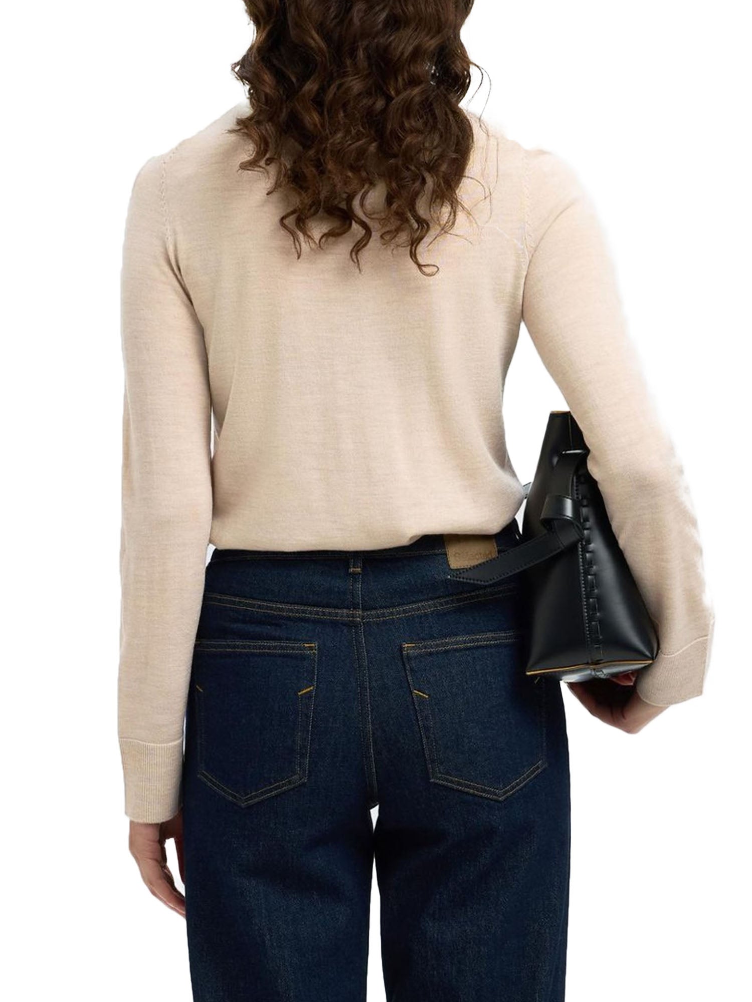 Selected Slfthea Ls Knit Merino Collar Neck Beige