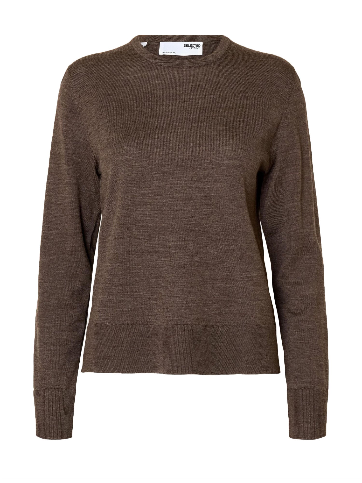 Selected Slfthea Ls Knit Merino Beige