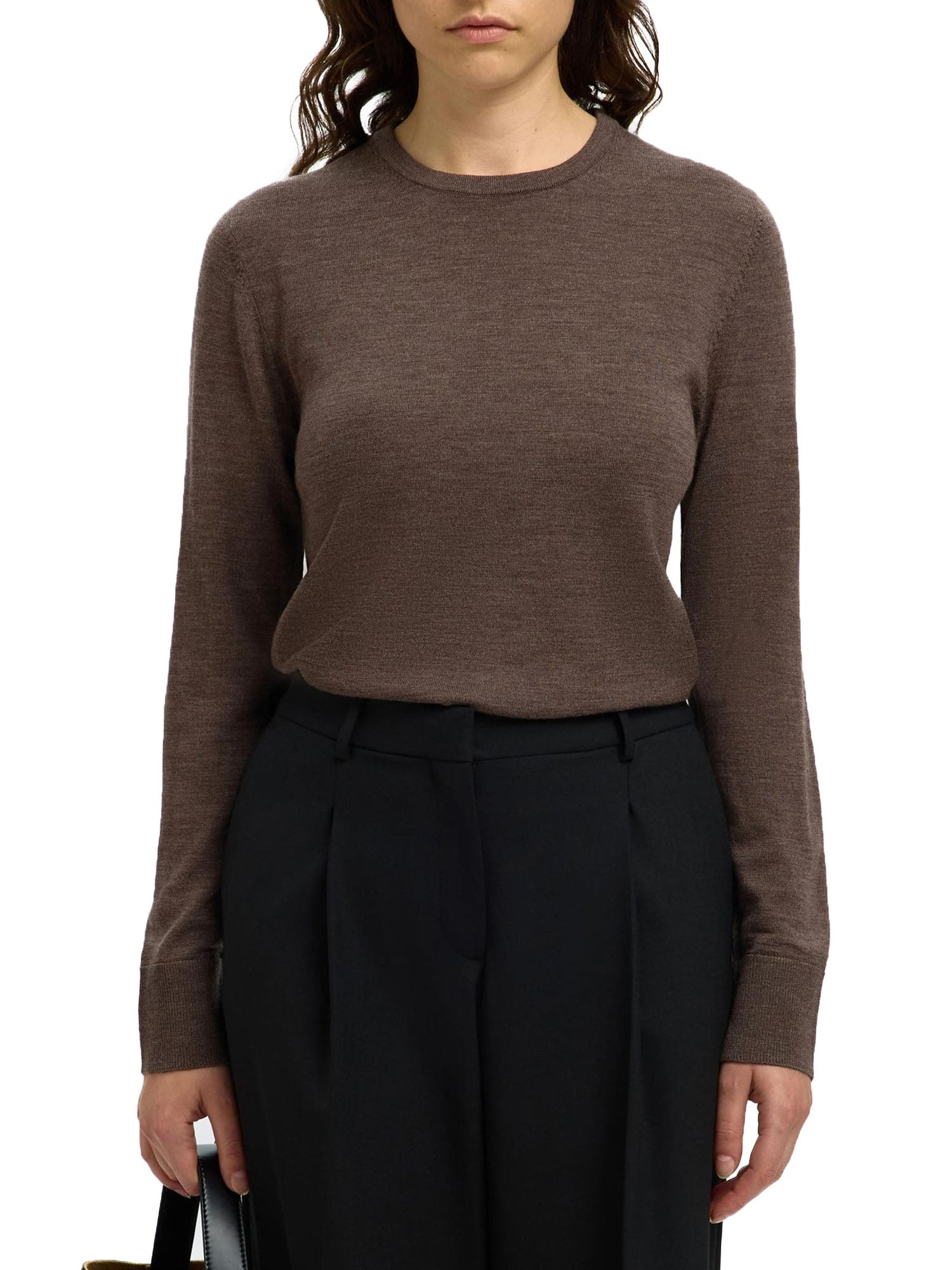 Selected Slfthea Ls Knit Merino Beige