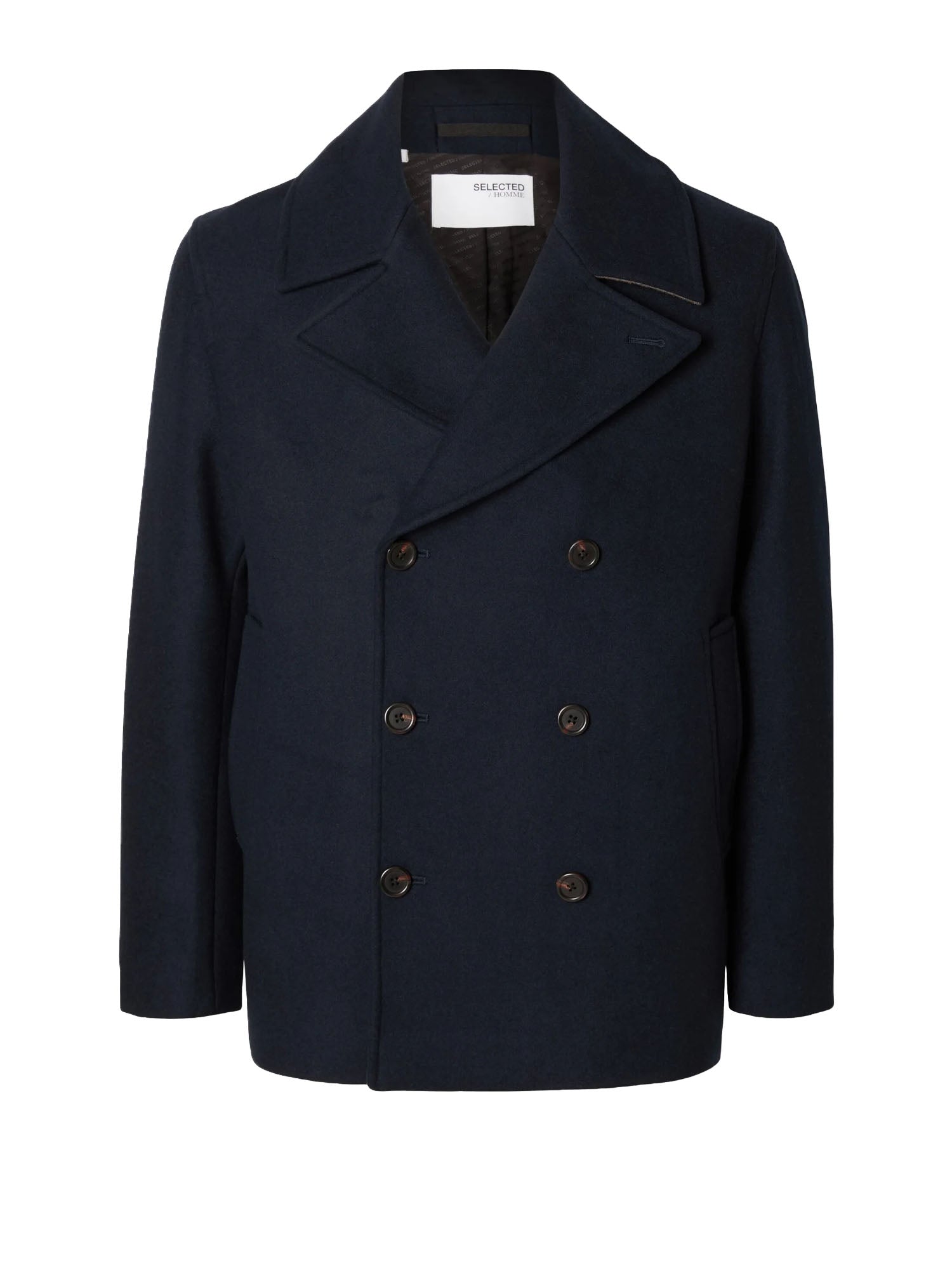 Selected Slharchive Wool Blend Cappotto Doppiopetto Blu