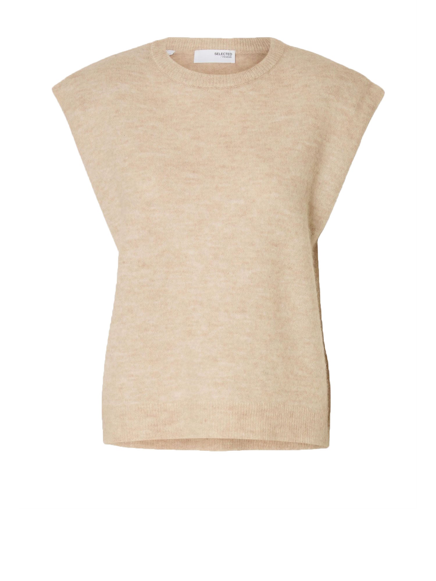 Selected Slflulu Sl Knit Vest Beige