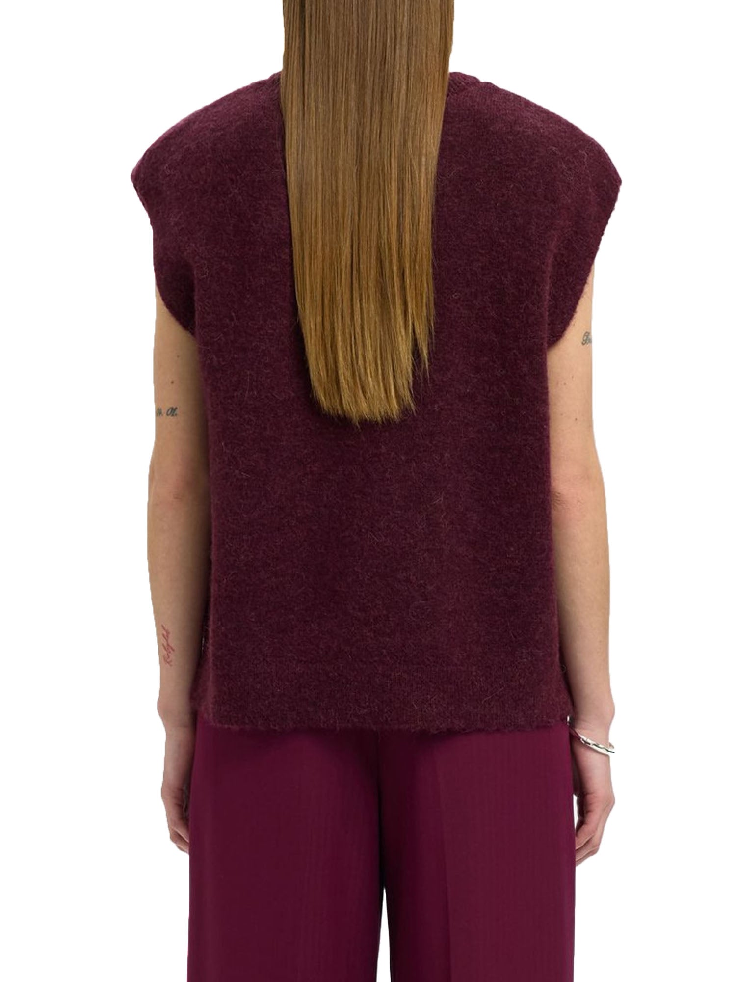 Selected Slflulu Sl Knit Vest Bordeaux