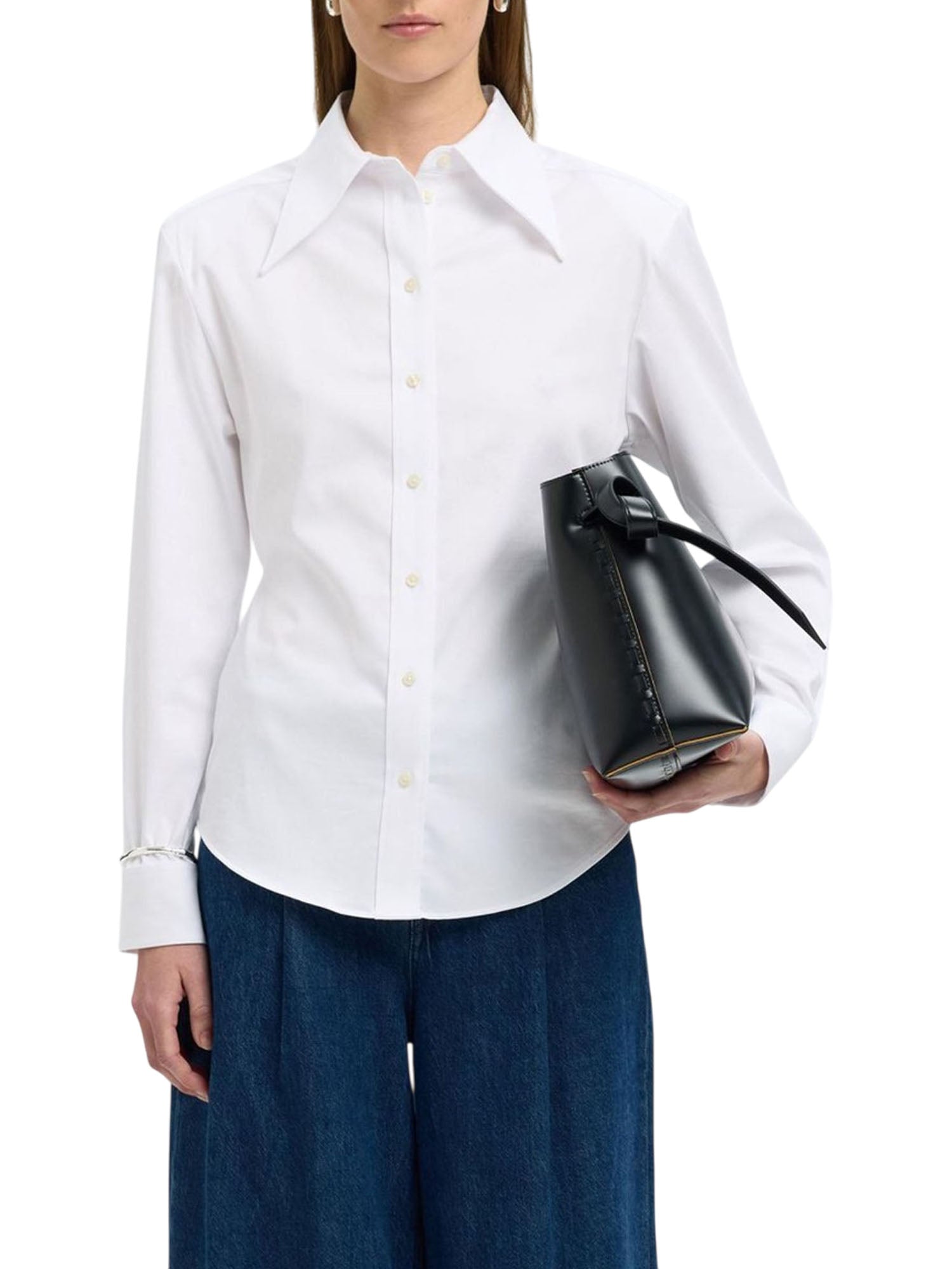 Selected Slfnicolina Slim Ls Shirt Bianco