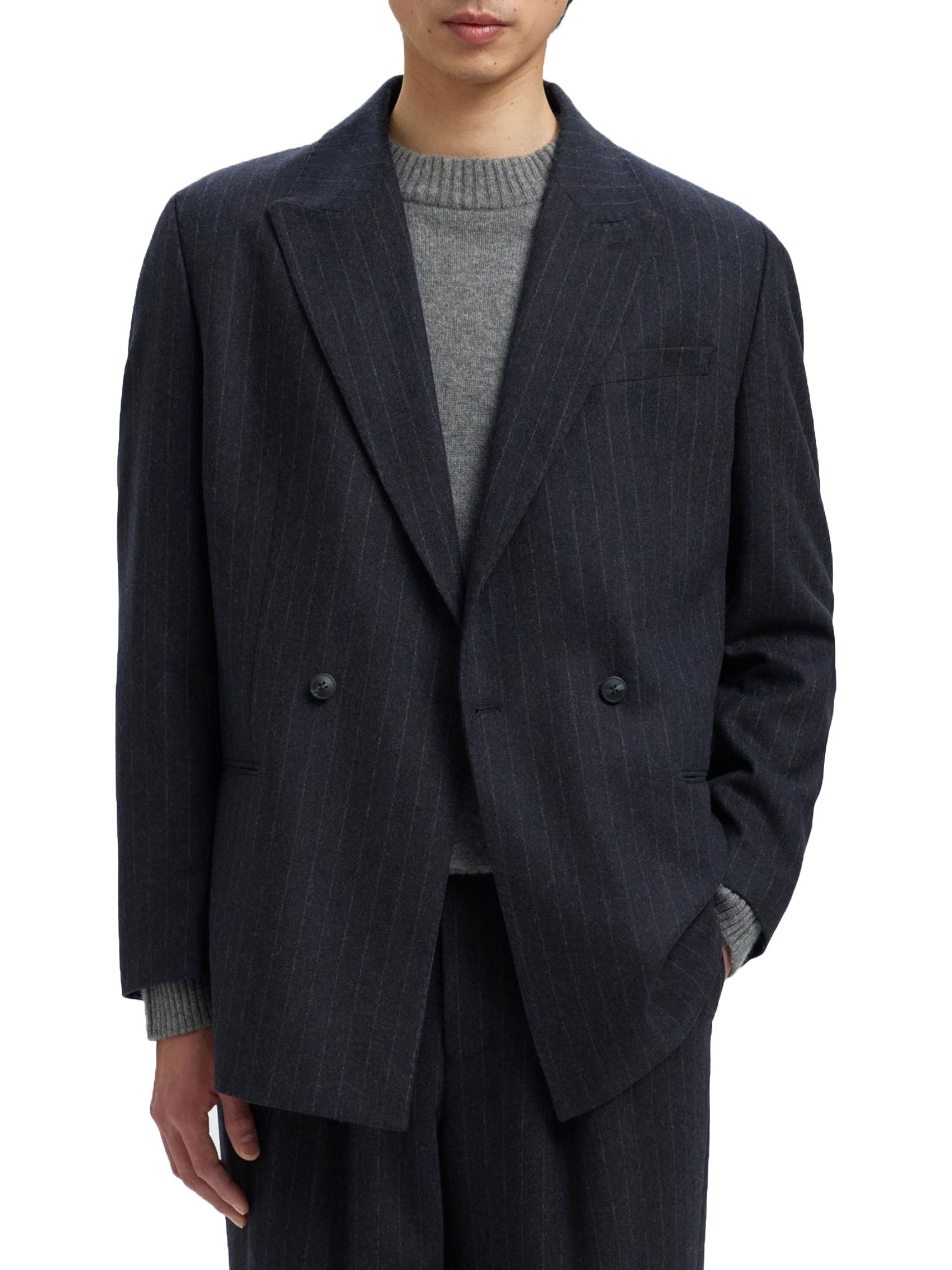 Selected Slhrelaxed Anderson Wool Blend Doppio Petto Blu