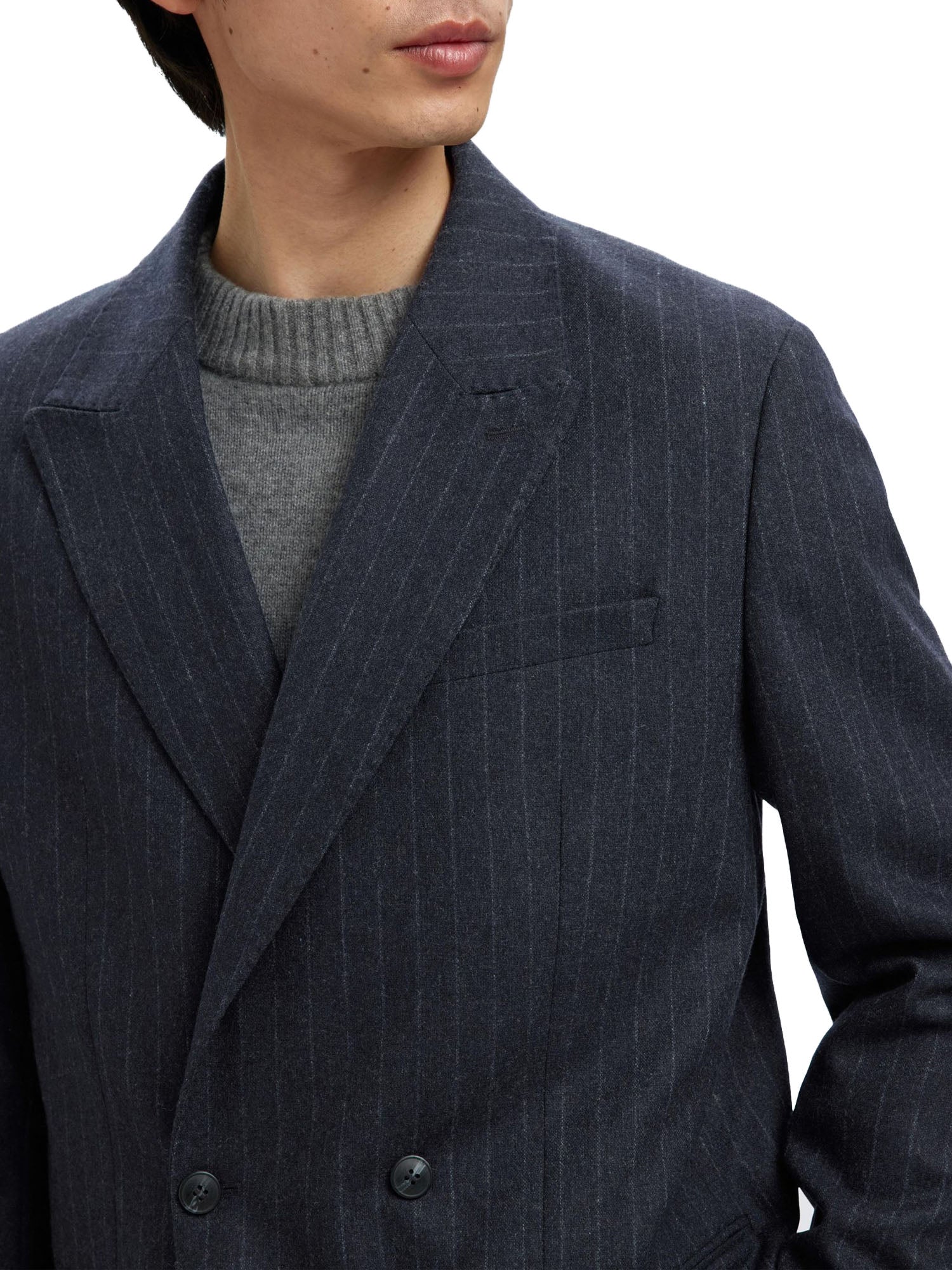 Selected Slhrelaxed Anderson Wool Blend Doppio Petto Blu