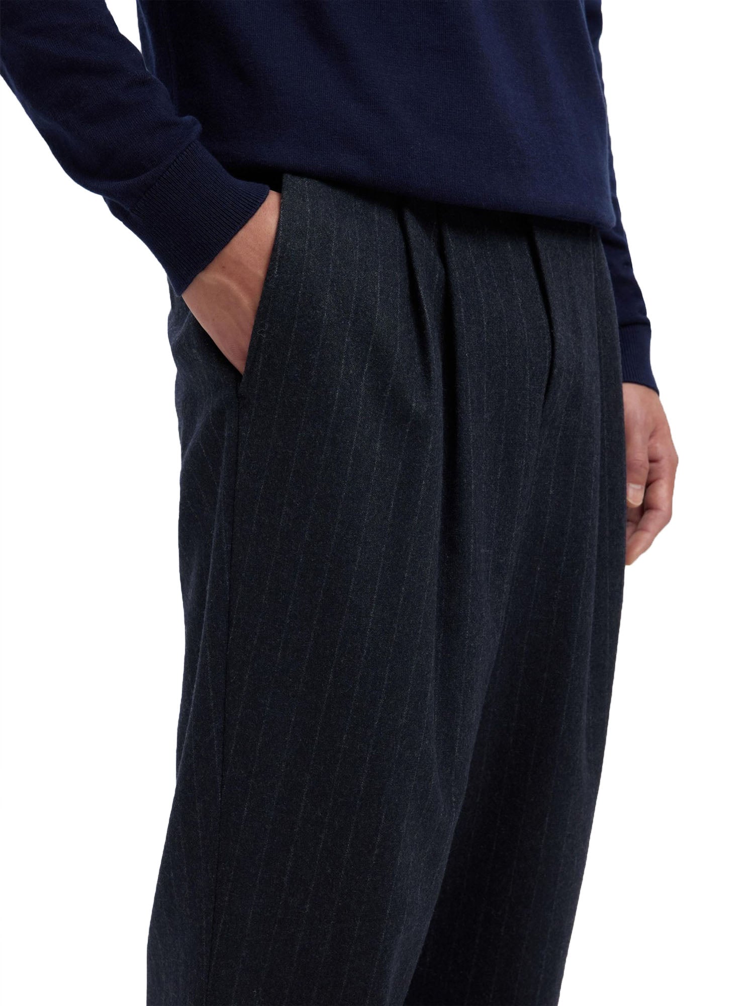 Selected Slhrelaxed Anderson Wool Blend Pantalone Blu