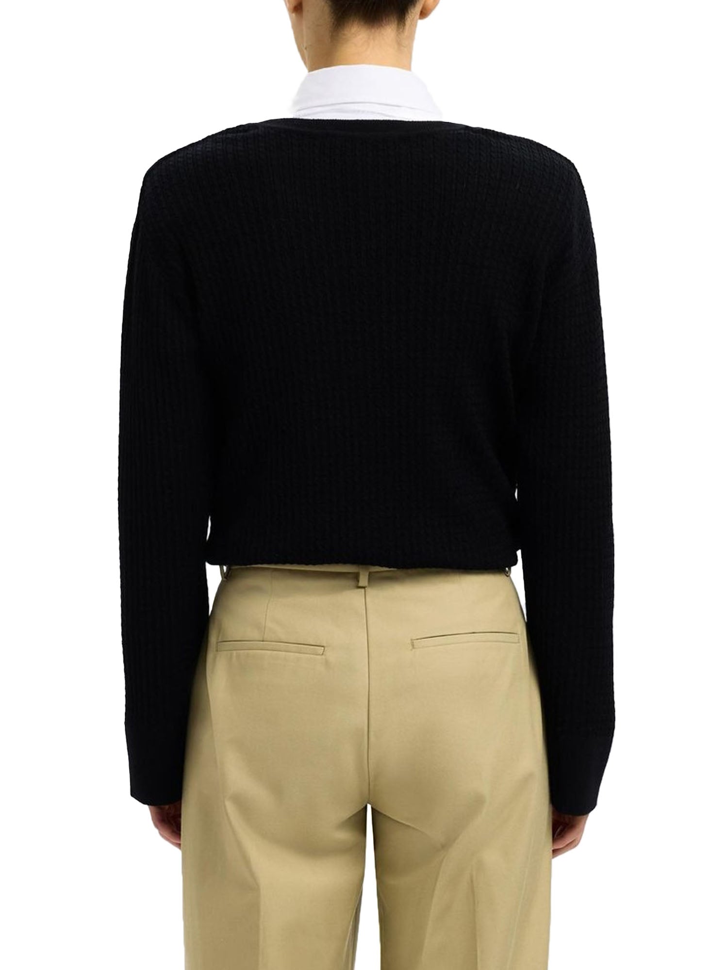 Selected Sldthea Ls Knit Merino Deep V Neck Nero