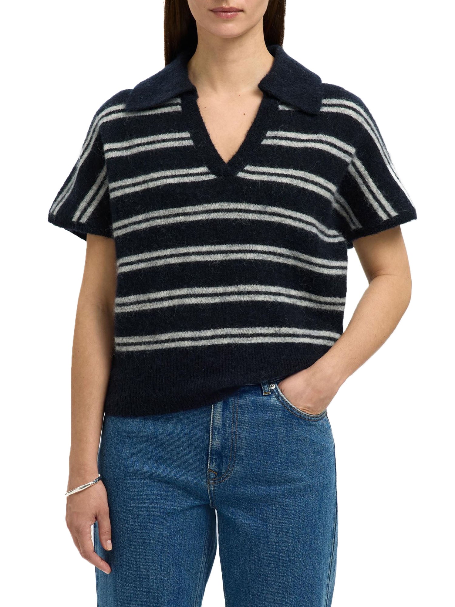 Selected Slflulu Knit Polo Blu