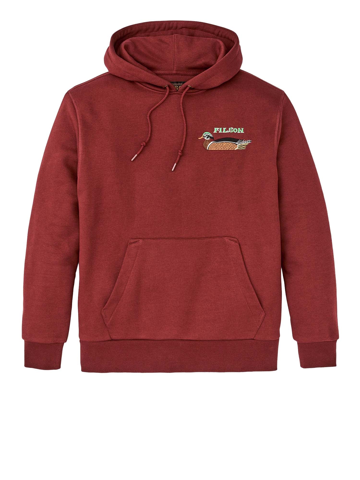 Filson Felpa Ricamata con Cappuccio Prospector Rosso