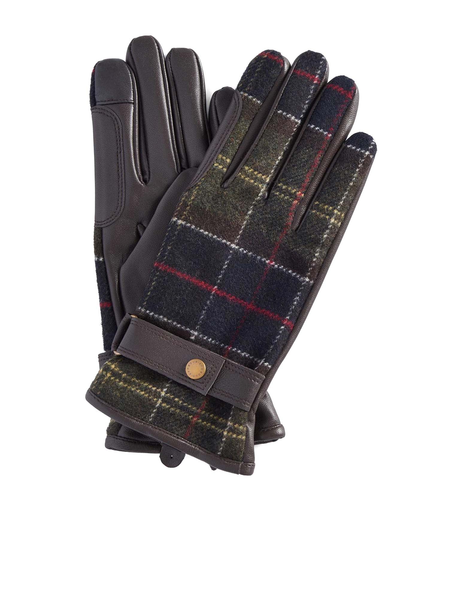 Barbour Guanti in tartan Aubrey Nero