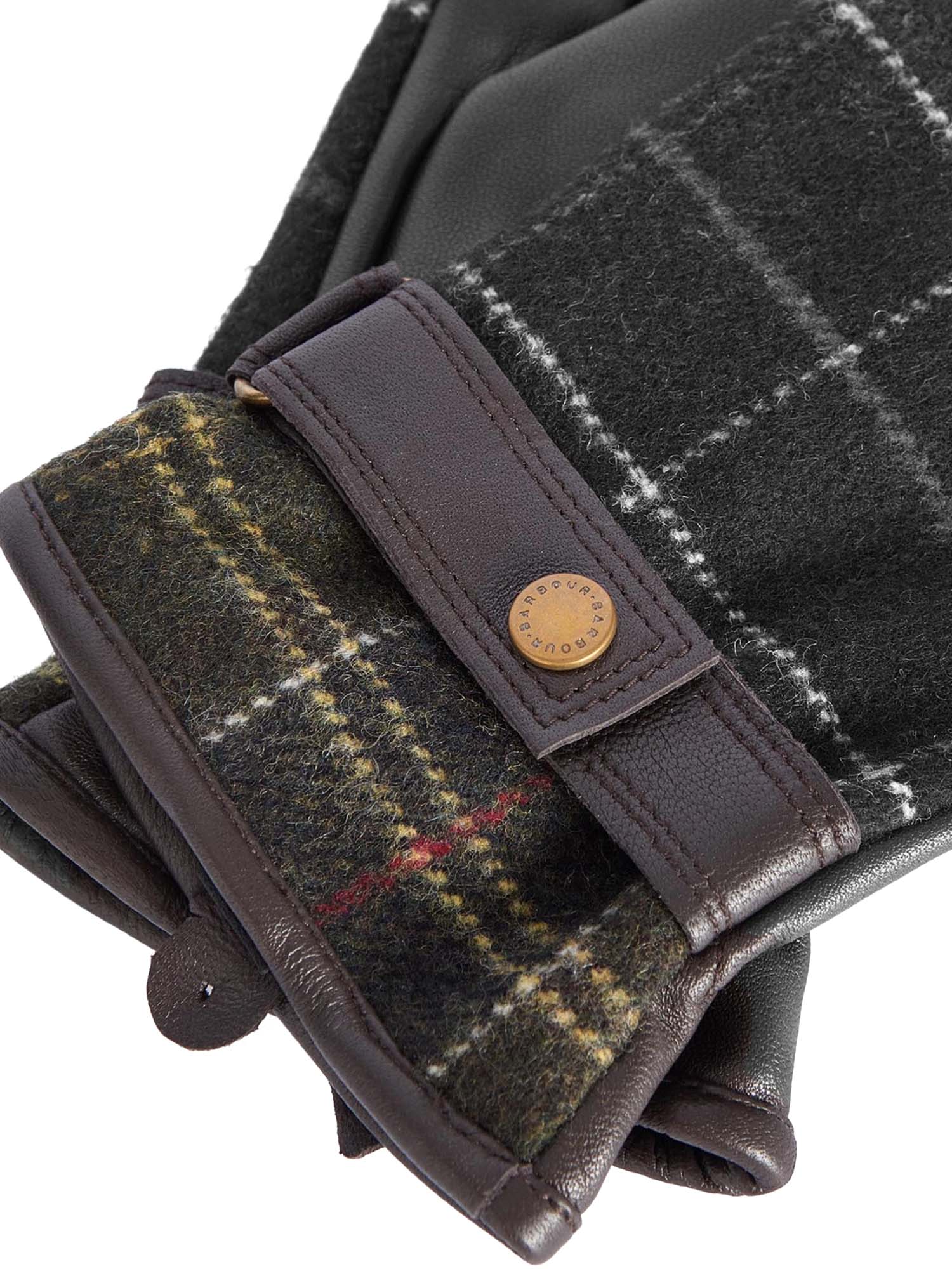 Barbour Guanti in tartan Aubrey Nero
