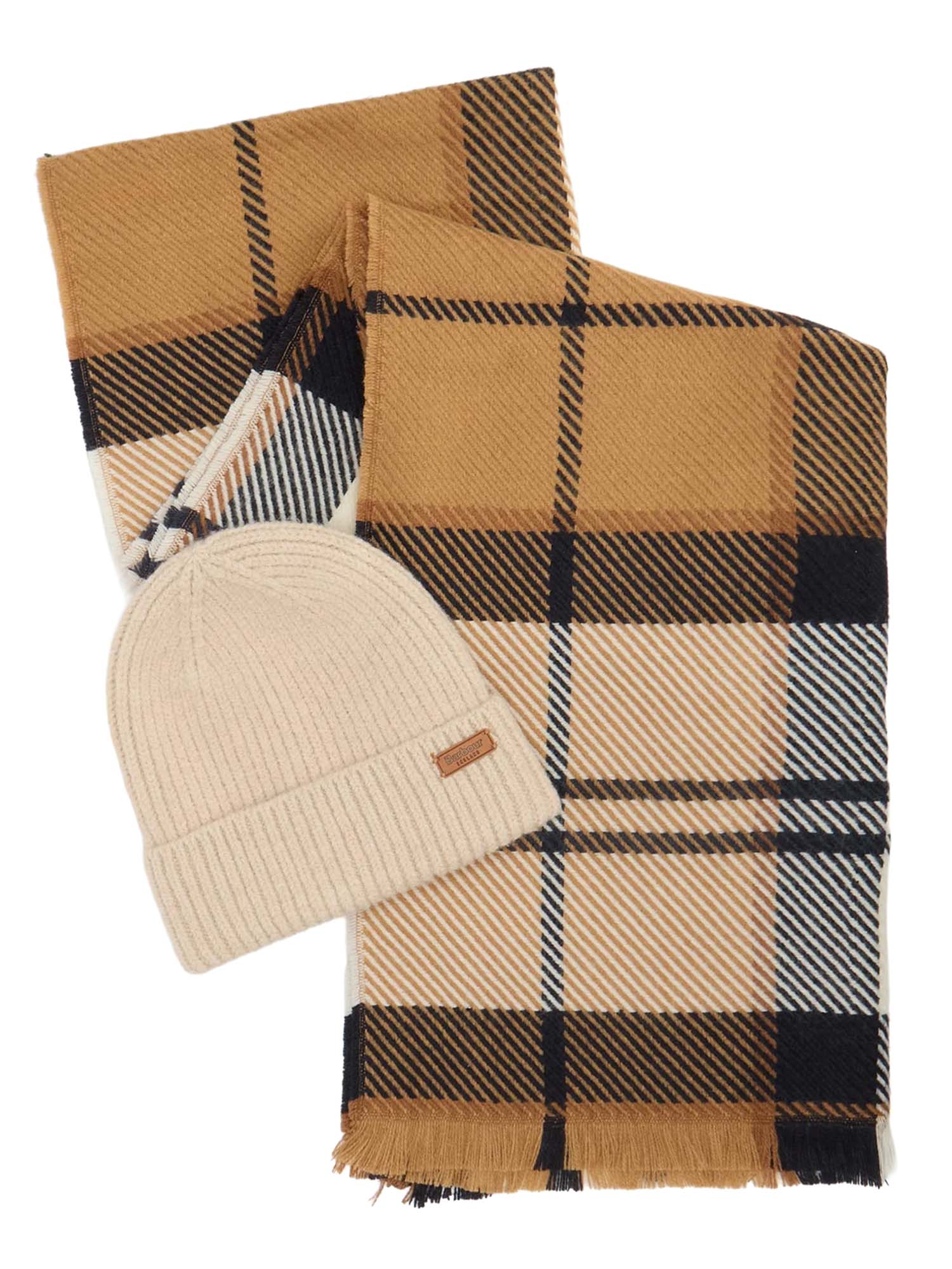 Barbour Set regalo berretto Pendle e sciarpa Blair Marrone