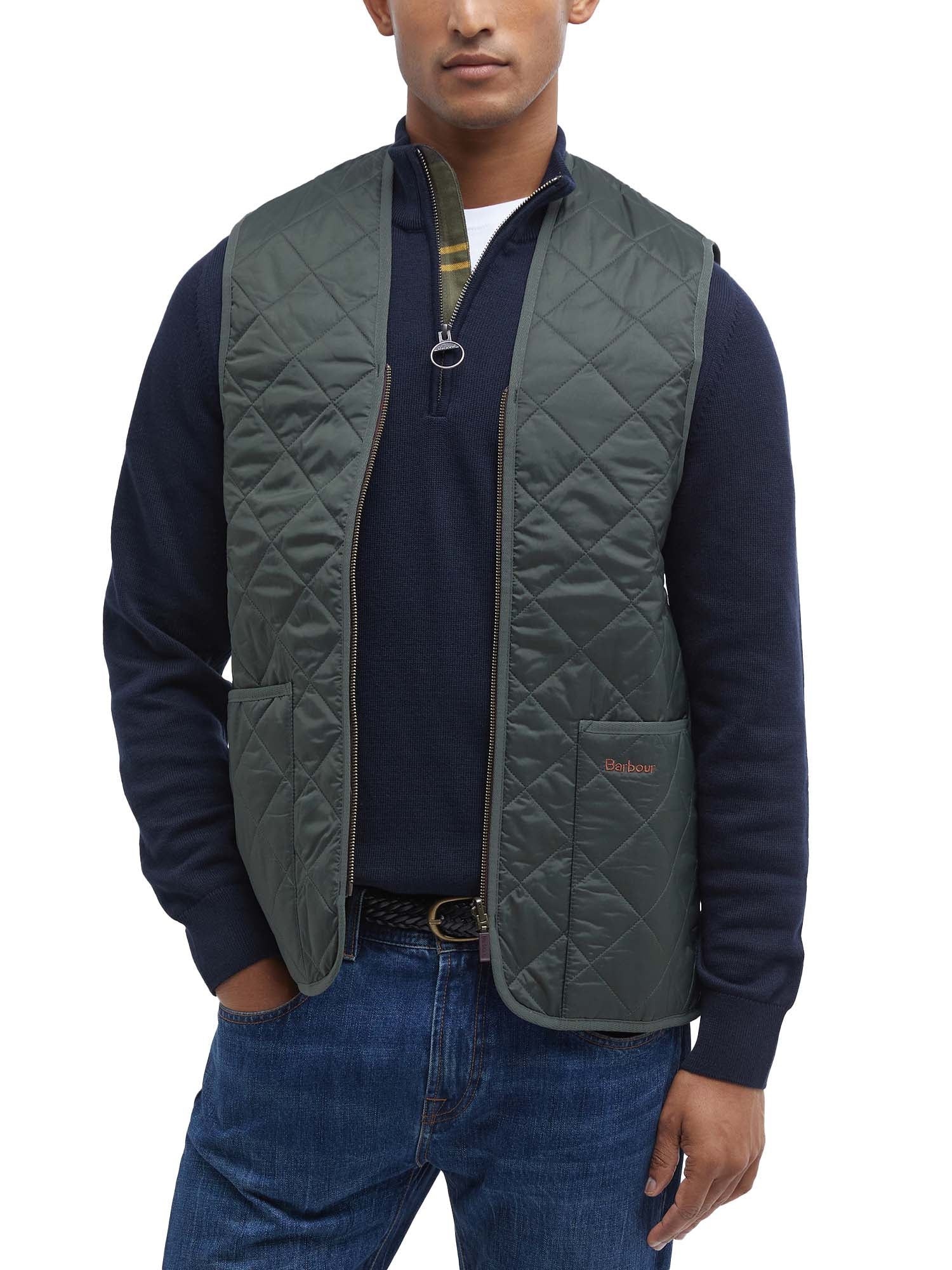 Barbour Gilet trapuntato/fodera con zip Verde