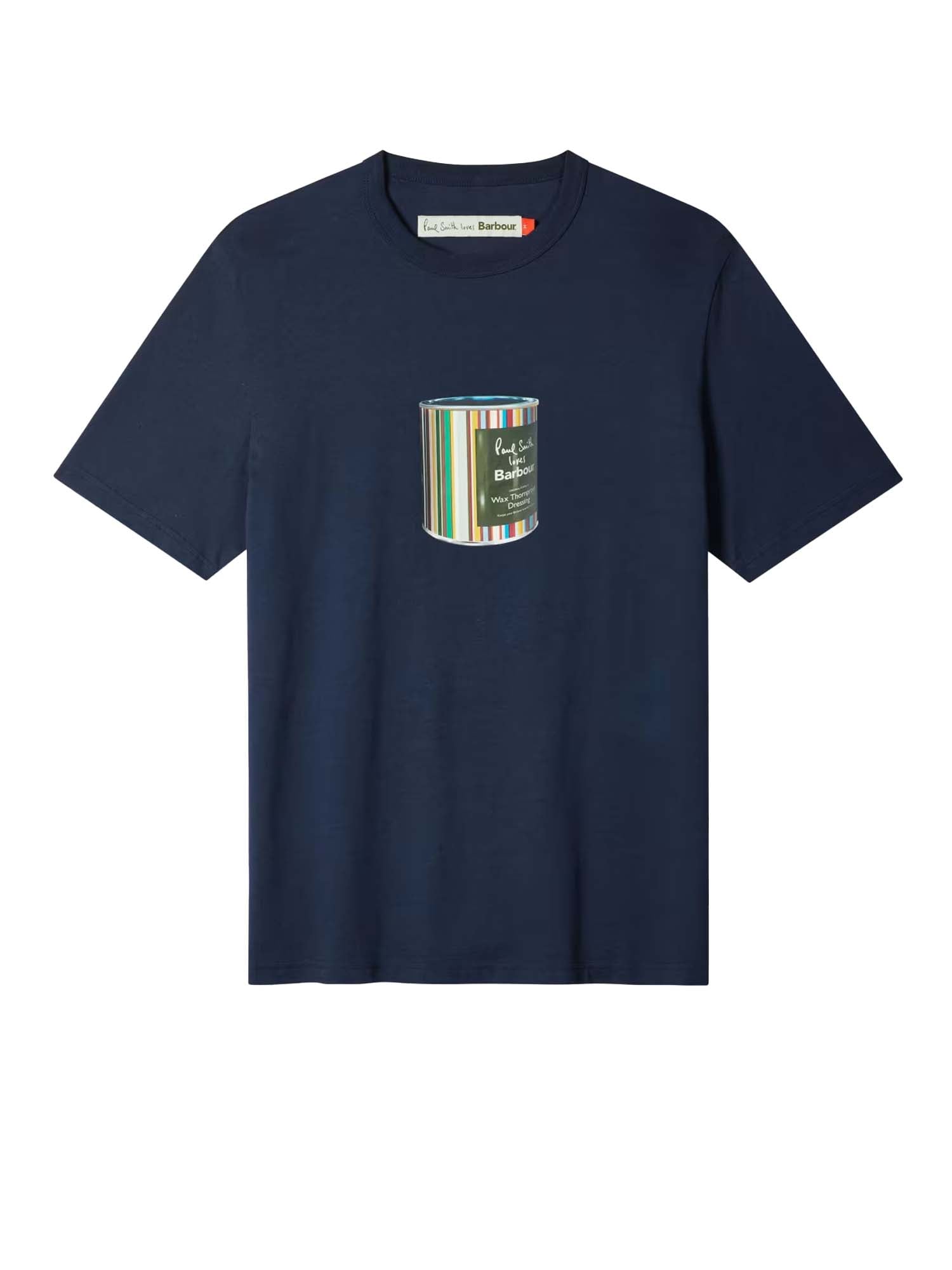 Barbour T-shirt con stampa barattolo di cera - Paul Smith loves Barbour Blu