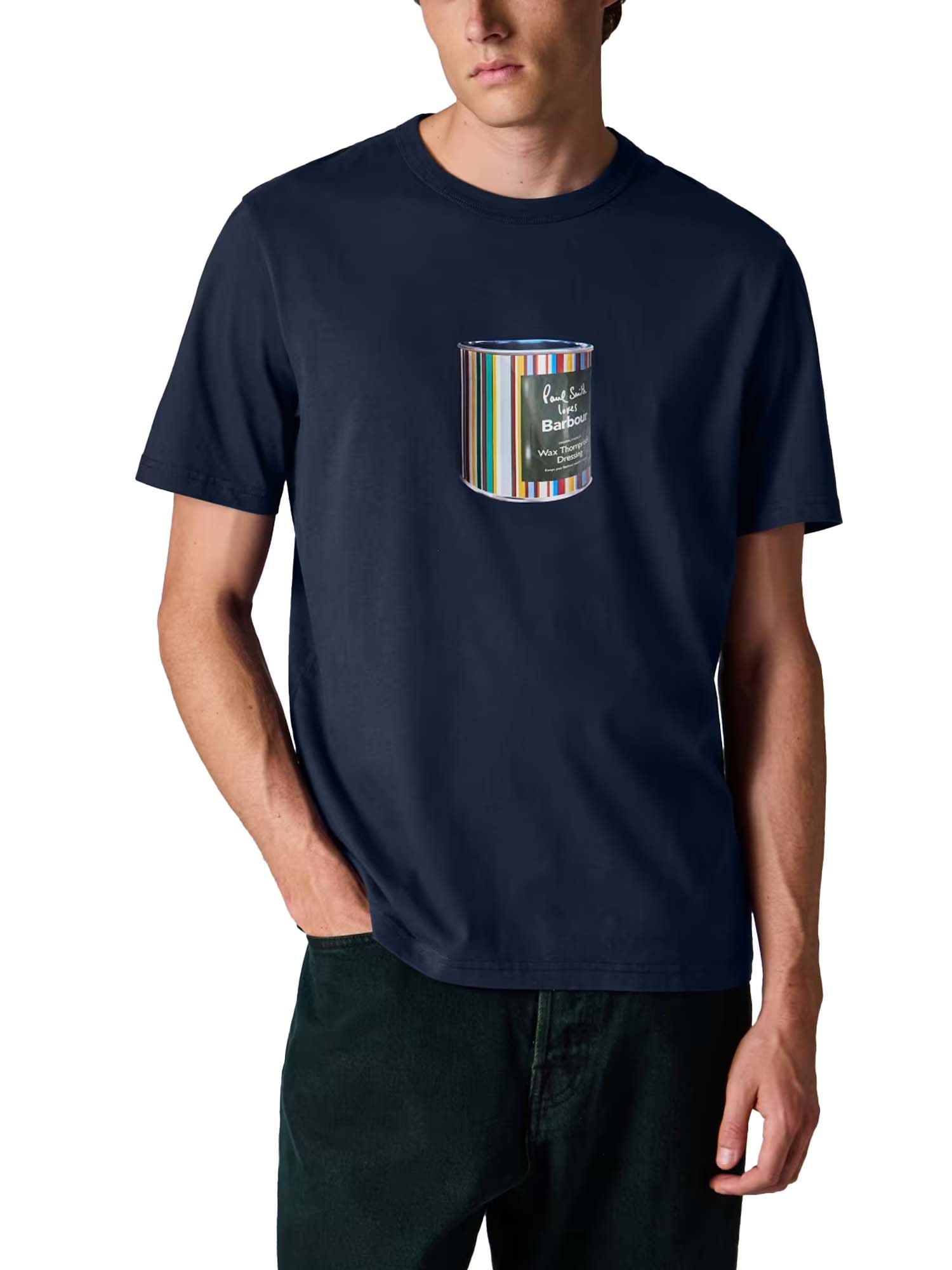 Barbour T-shirt con stampa barattolo di cera - Paul Smith loves Barbour Blu
