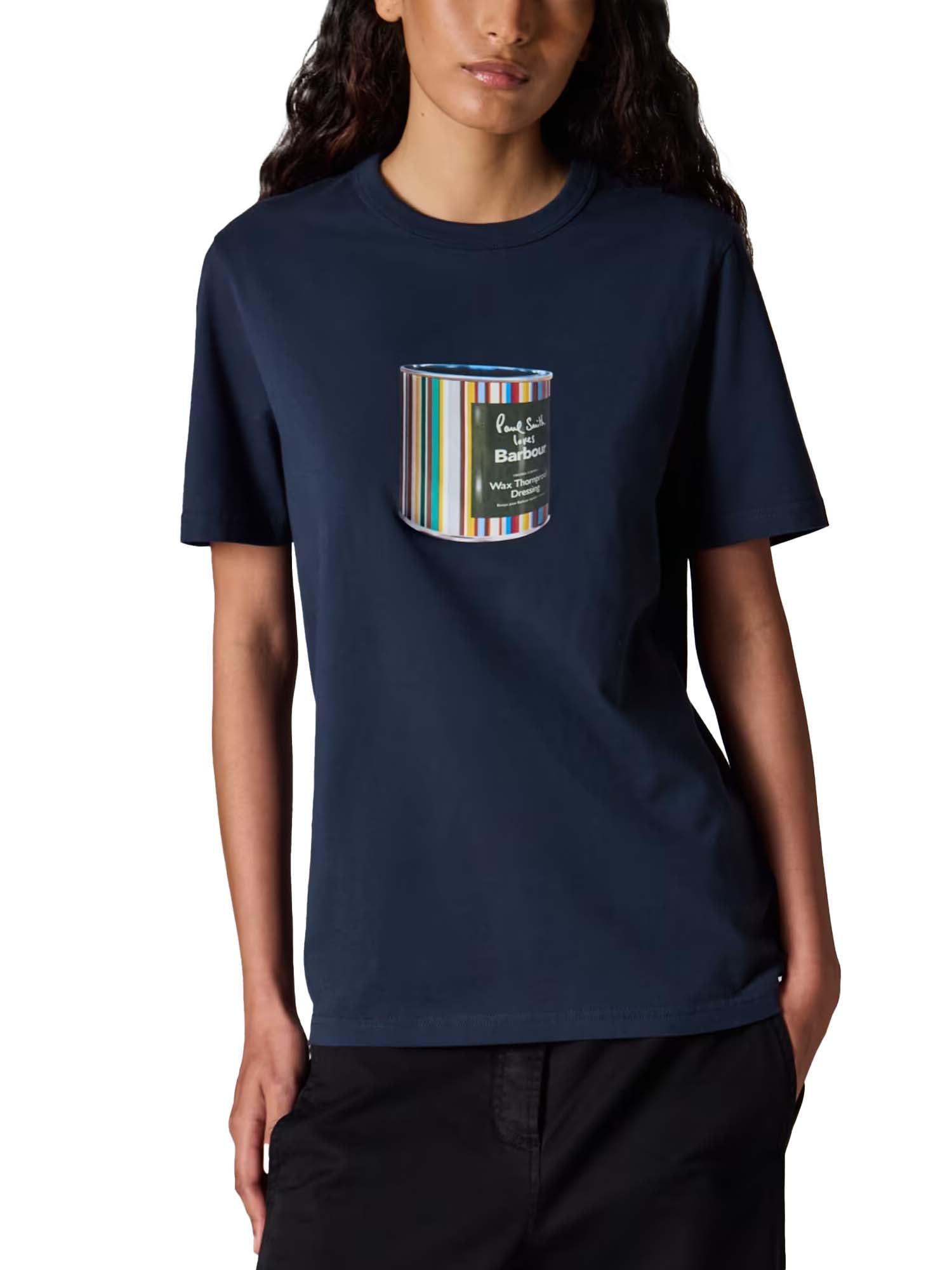 Barbour T-shirt con stampa barattolo di cera - Paul Smith loves Barbour Blu