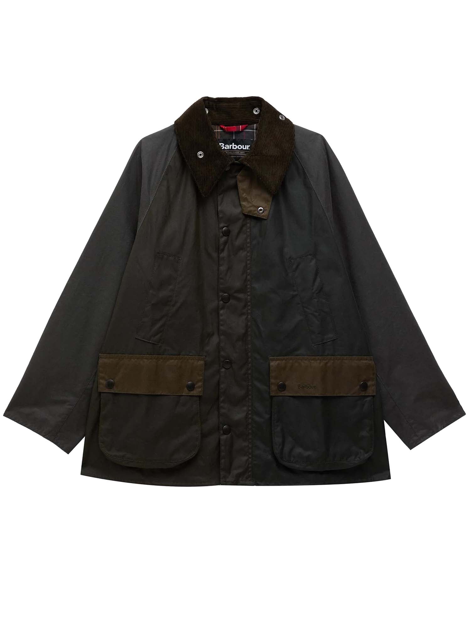 Barbour Giacca cerata Patchwork Bedale oversize Verde