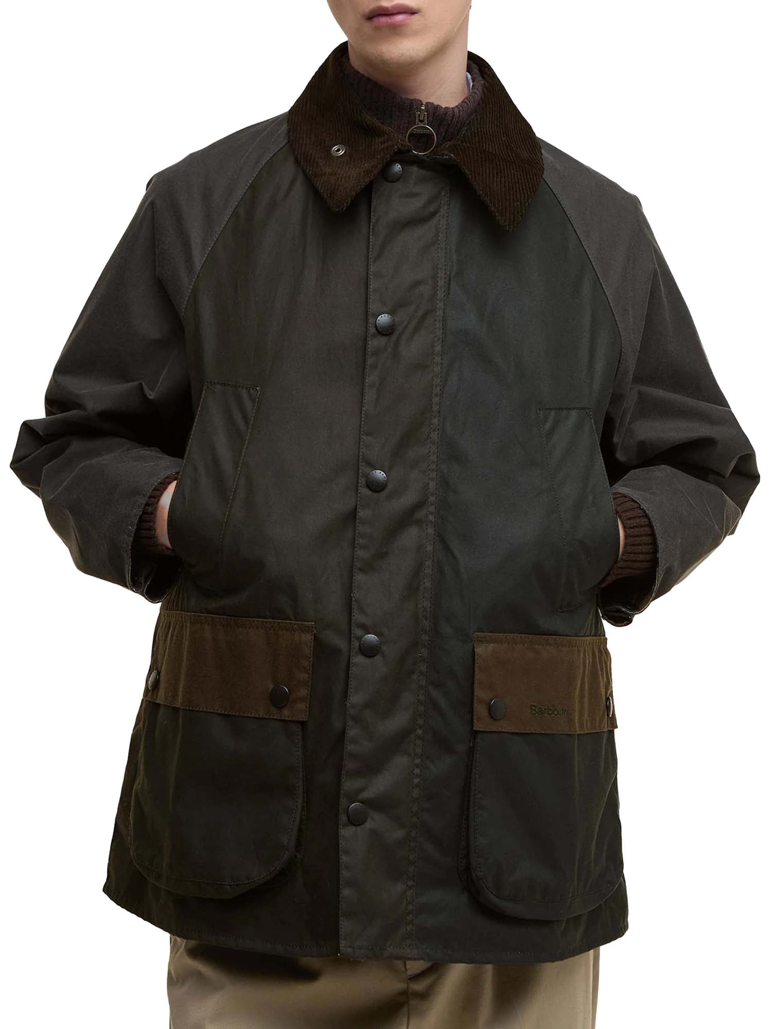 Barbour Giacca cerata Patchwork Bedale oversize Verde