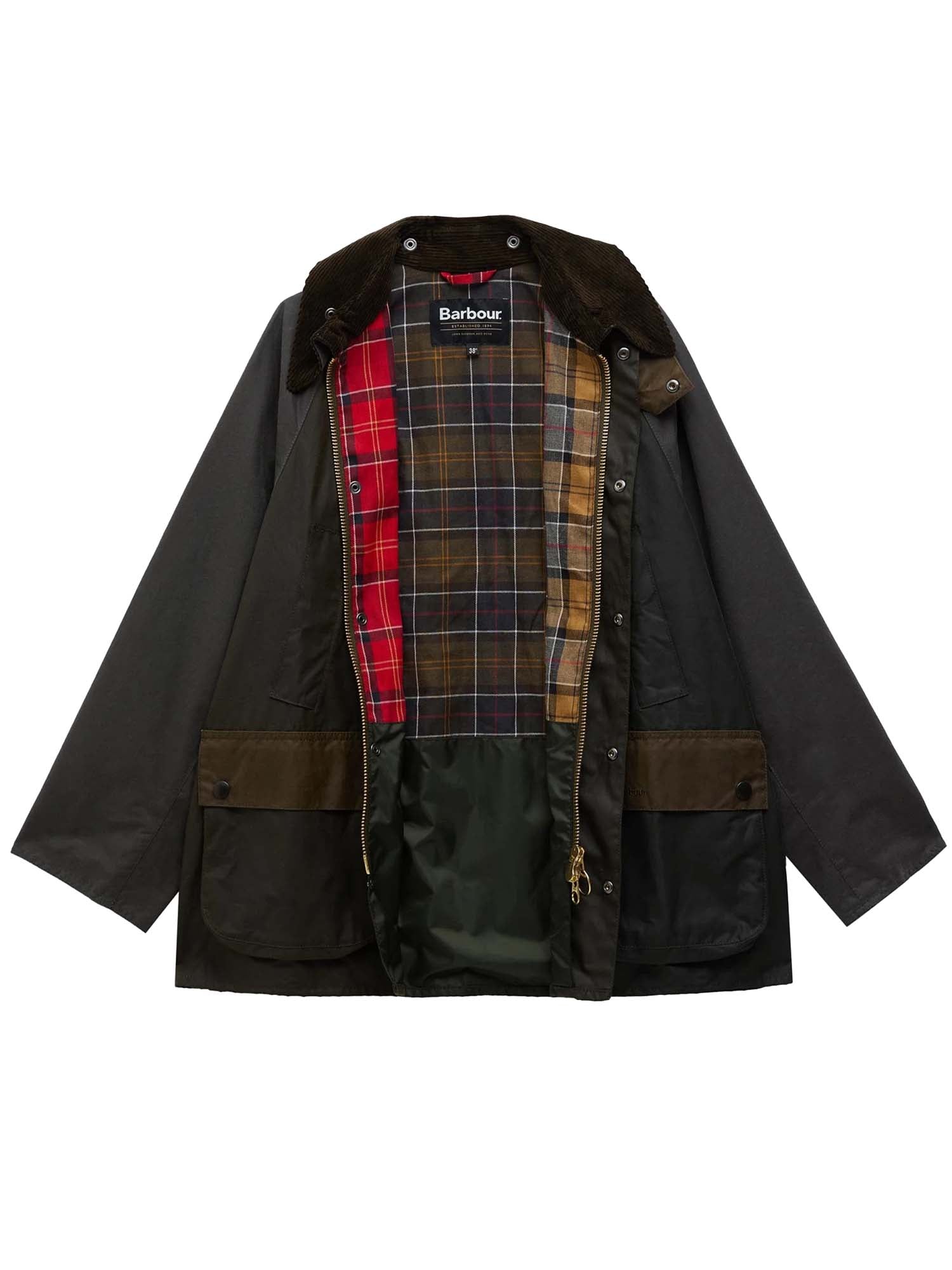Barbour Giacca cerata Patchwork Bedale oversize Verde