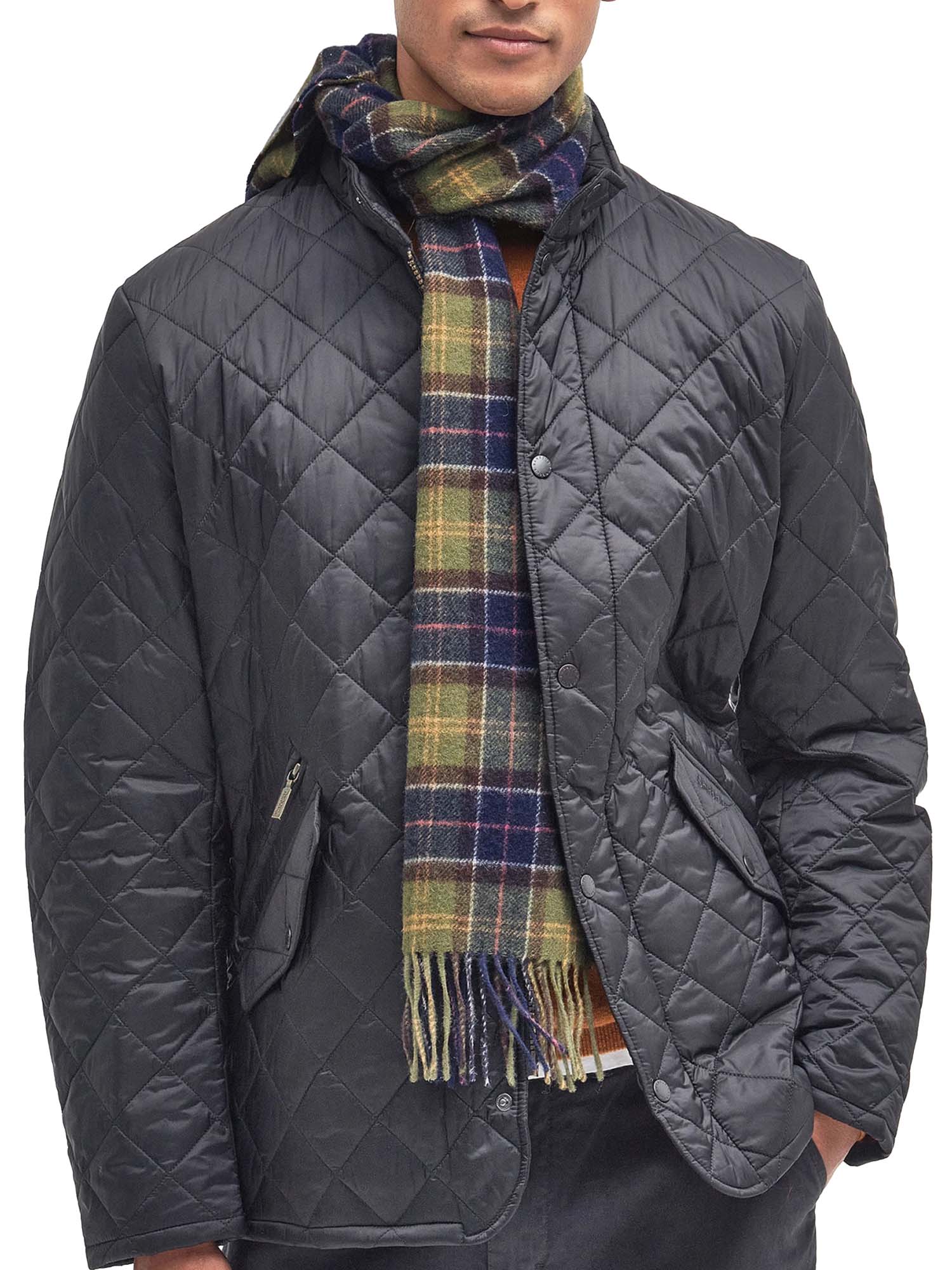 Barbour Sciarpa in lana d'agnello Tartan Nero