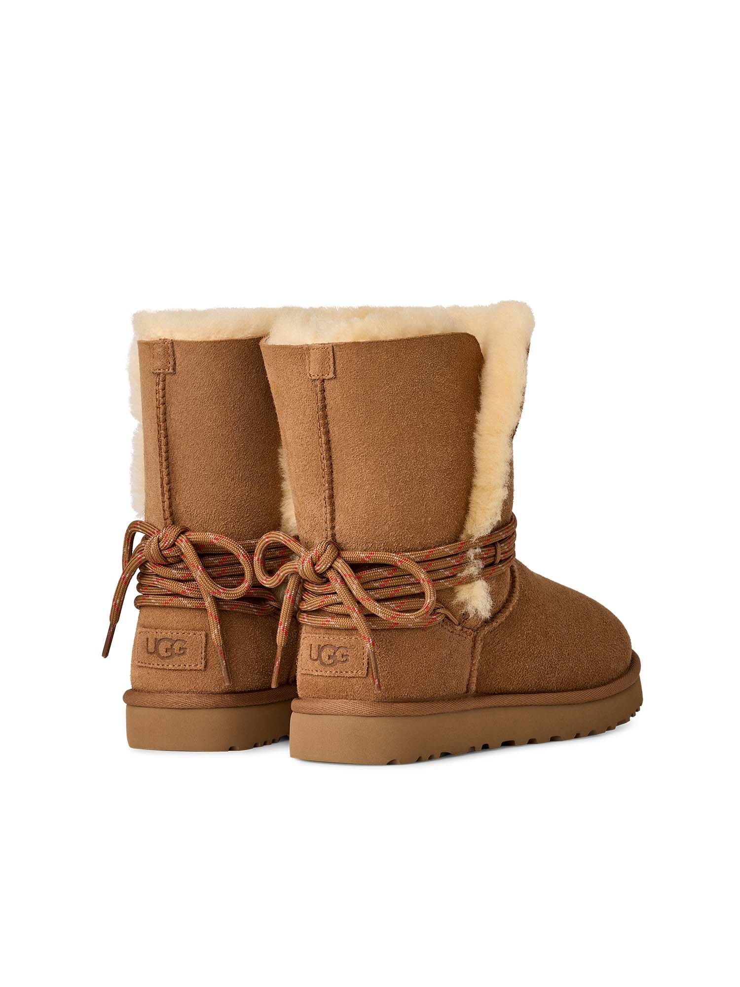 Ugg Stivali Classic Bailey Tie Leather Donna Marrone