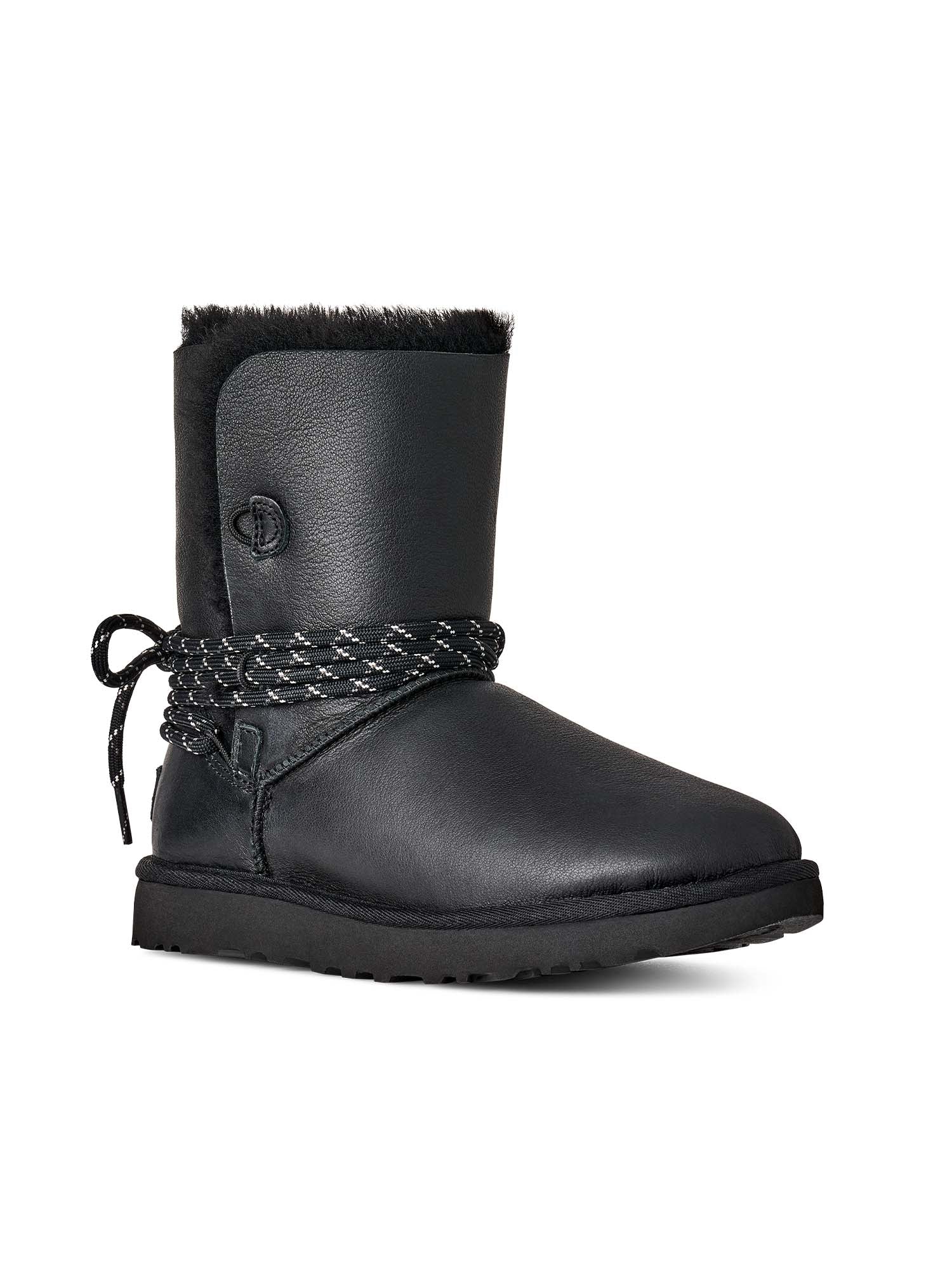 Ugg Stivali Classic Bailey Tie Leather Donna Nero