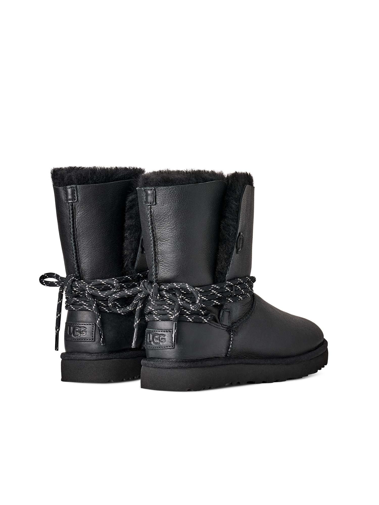 Ugg Stivali Classic Bailey Tie Leather Donna Nero
