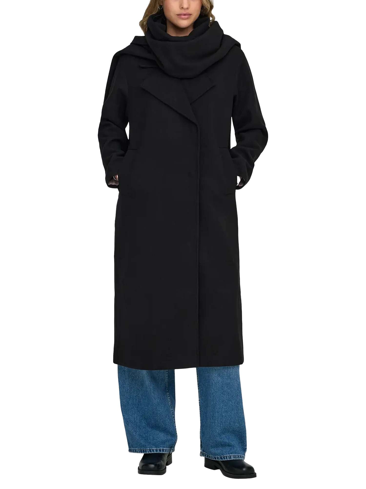 Only Cappotto Elba Life Scarf Coat Nero