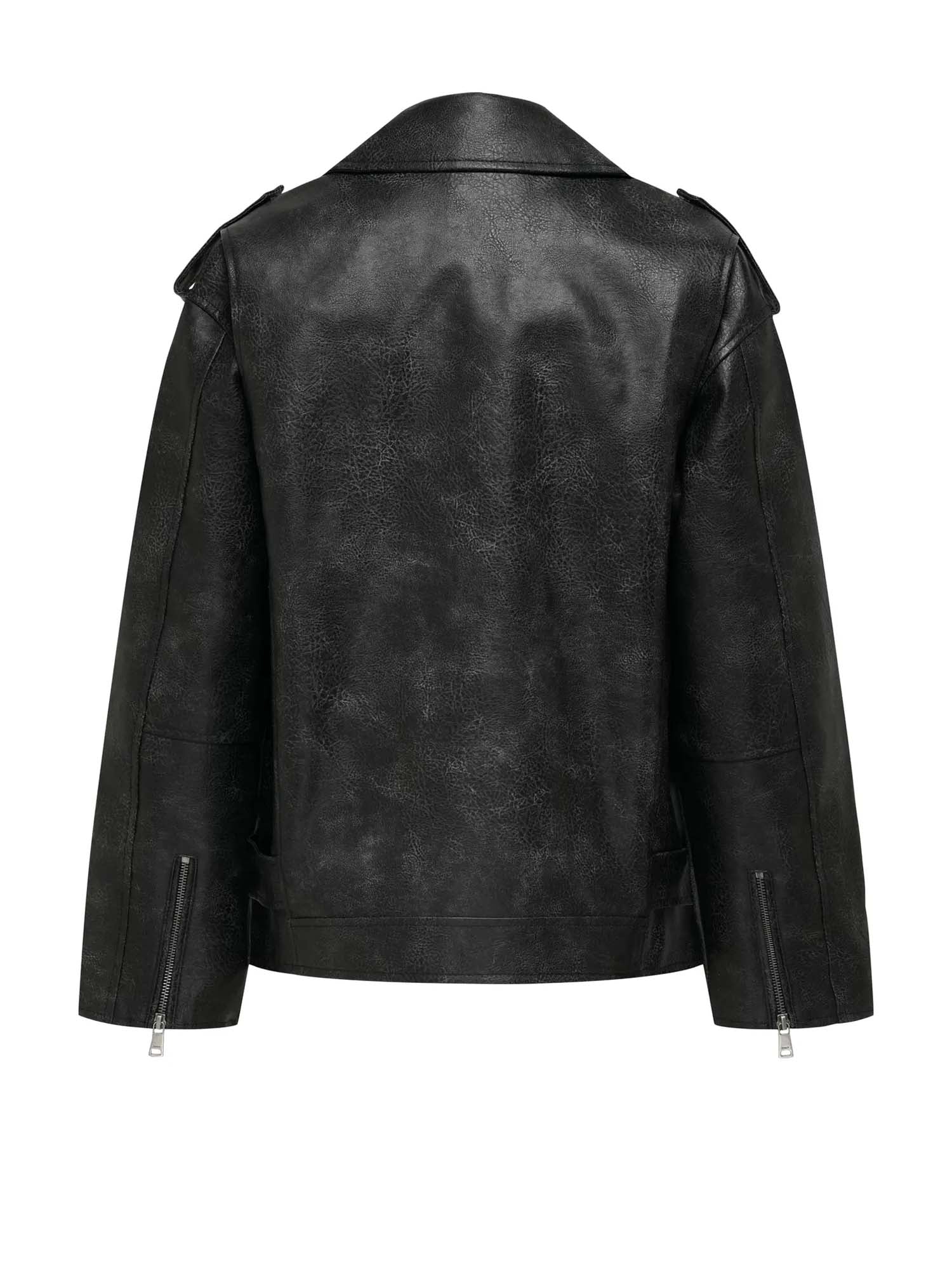 Only Giacca Waves Faux Leather Nero