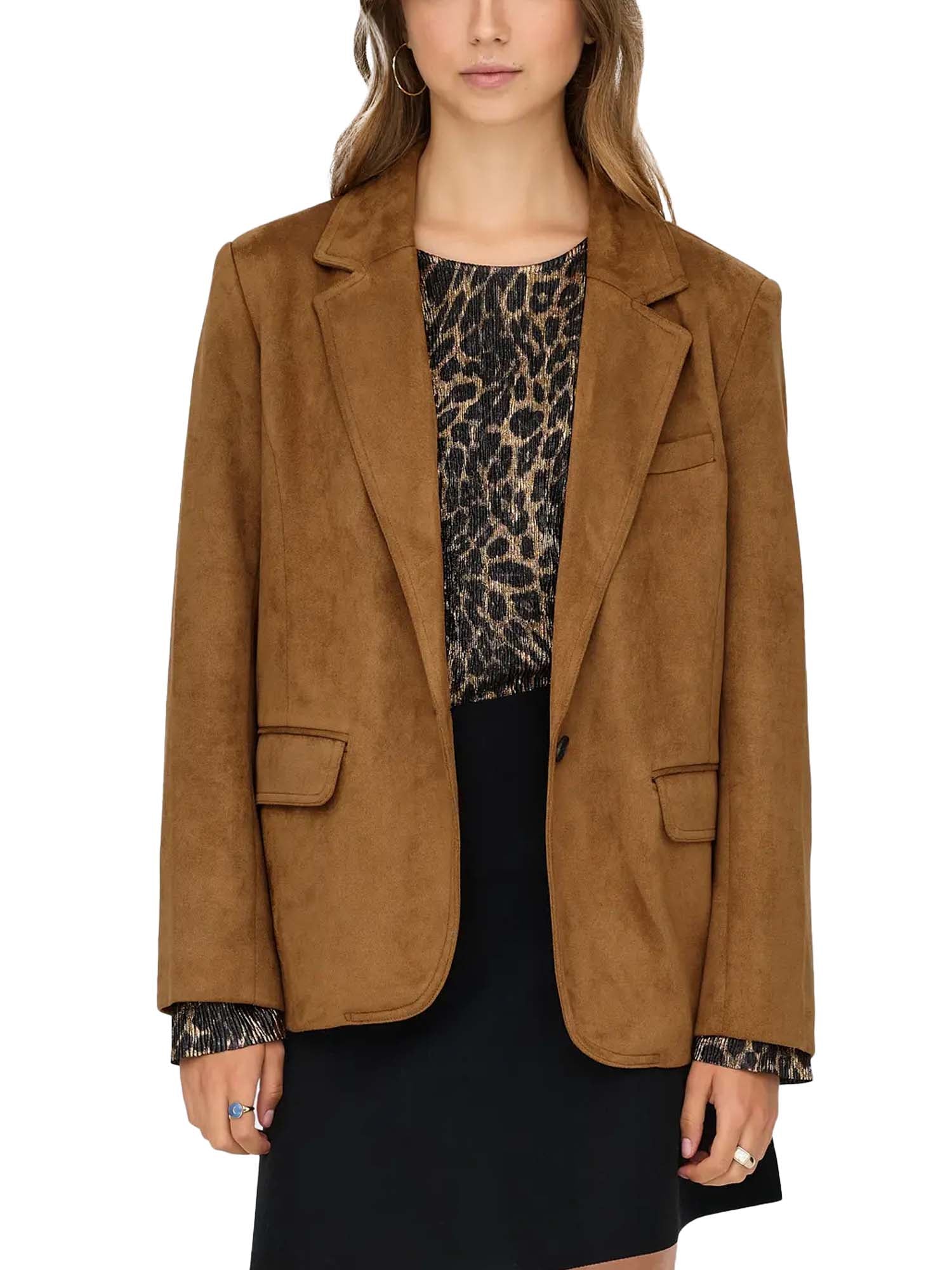 Only Lina Life L/S Faux Suede Blazer Marrone