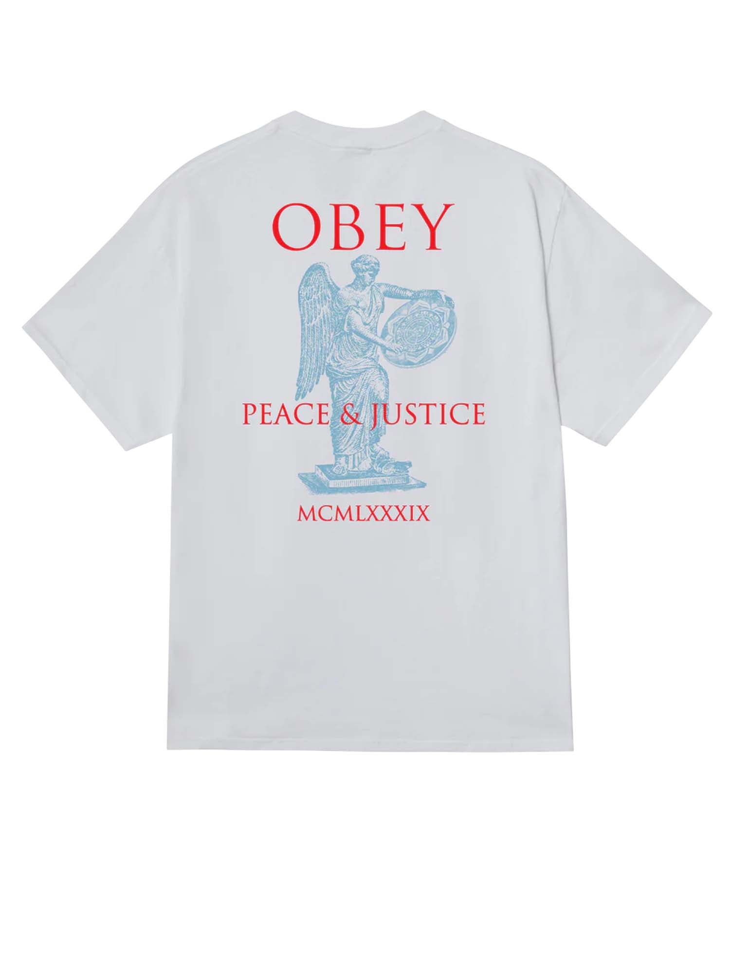 Obey T-Shirt Peace & Justice Statue Classic Bianco