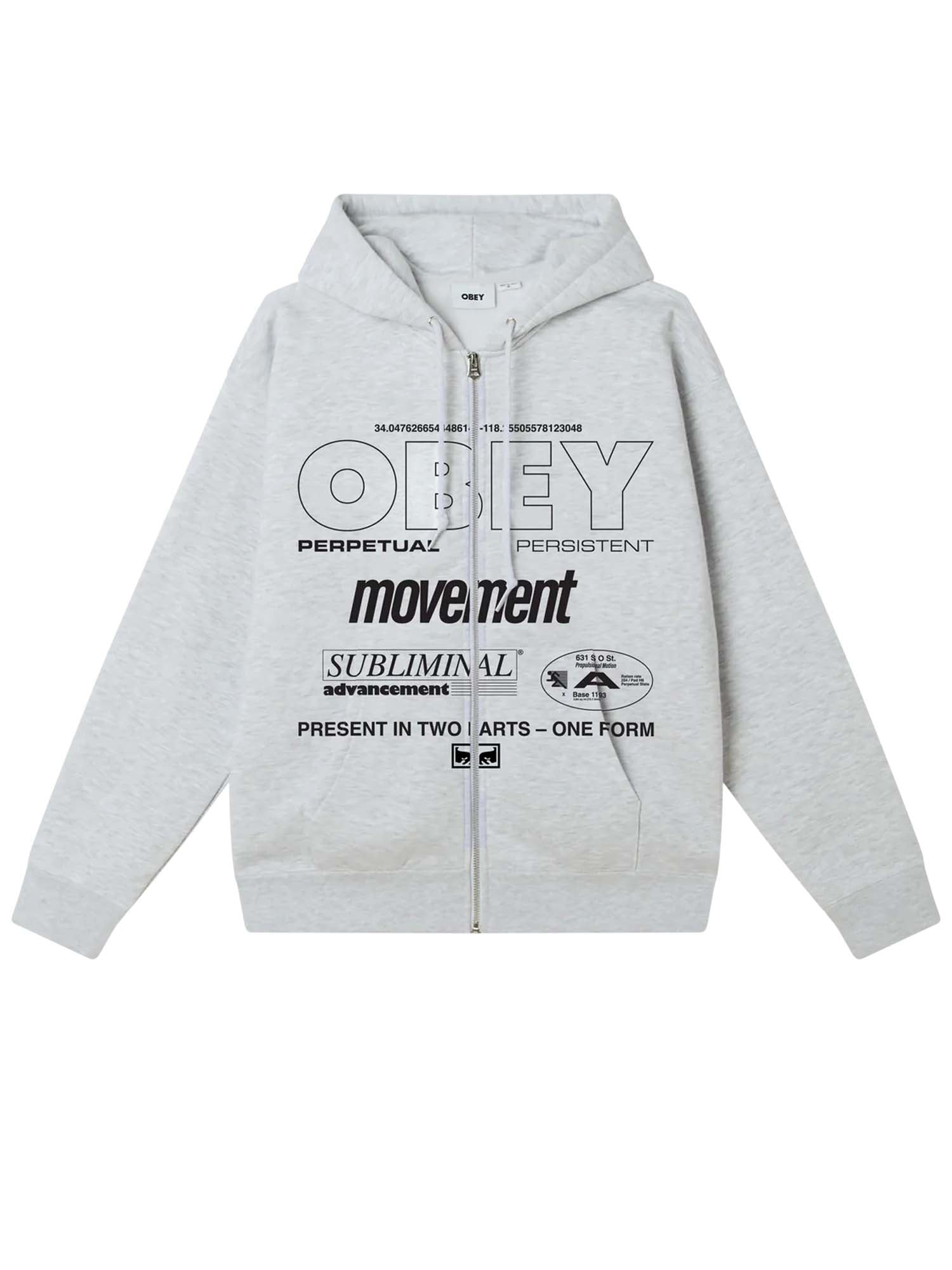 Obey Persistent Movement Premium Zip Hood Grigio