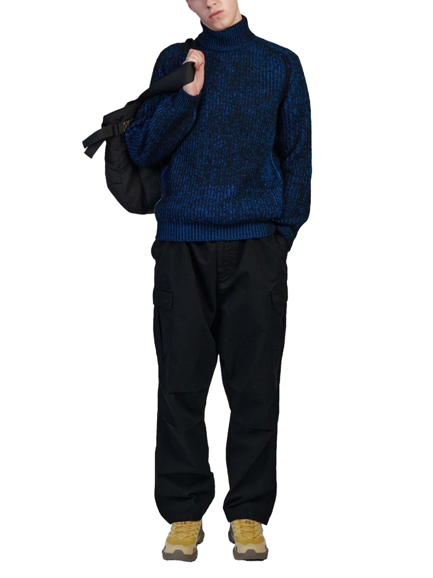 Edwin Roni High Collar Sweater Blu