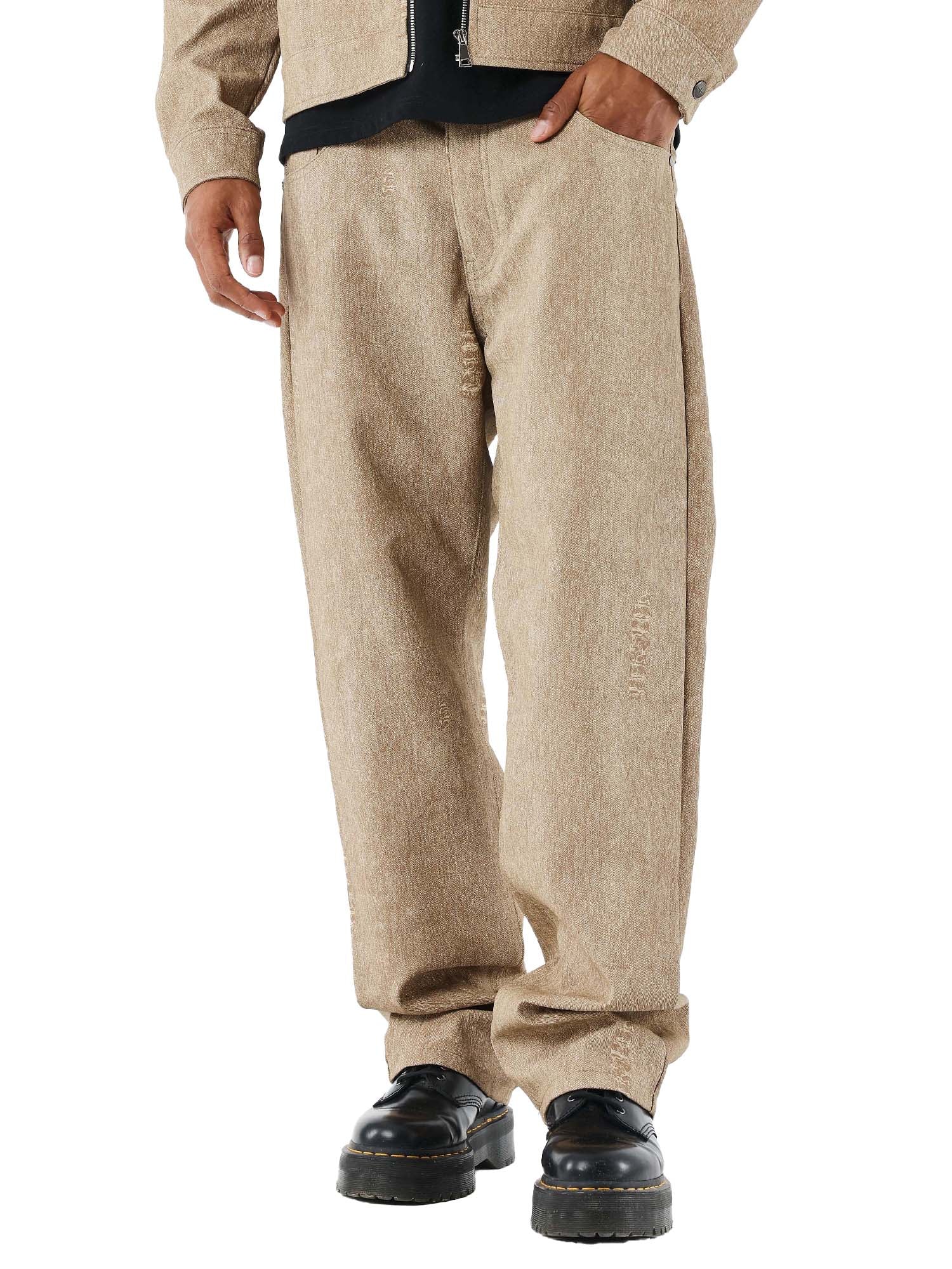Project X Paris Pantaloni in pelle effetto denim Beige