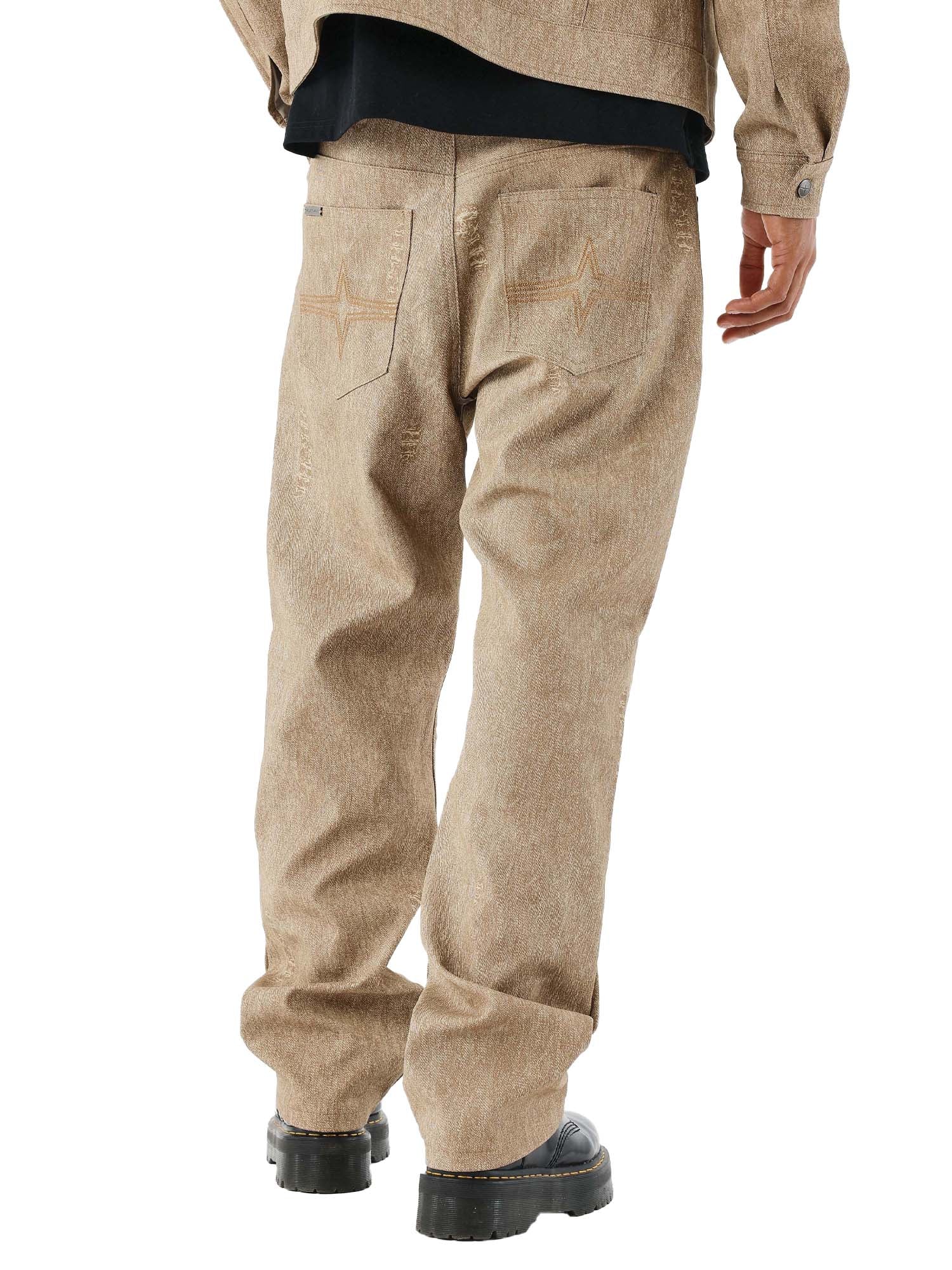 Project X Paris Pantaloni in pelle effetto denim Beige