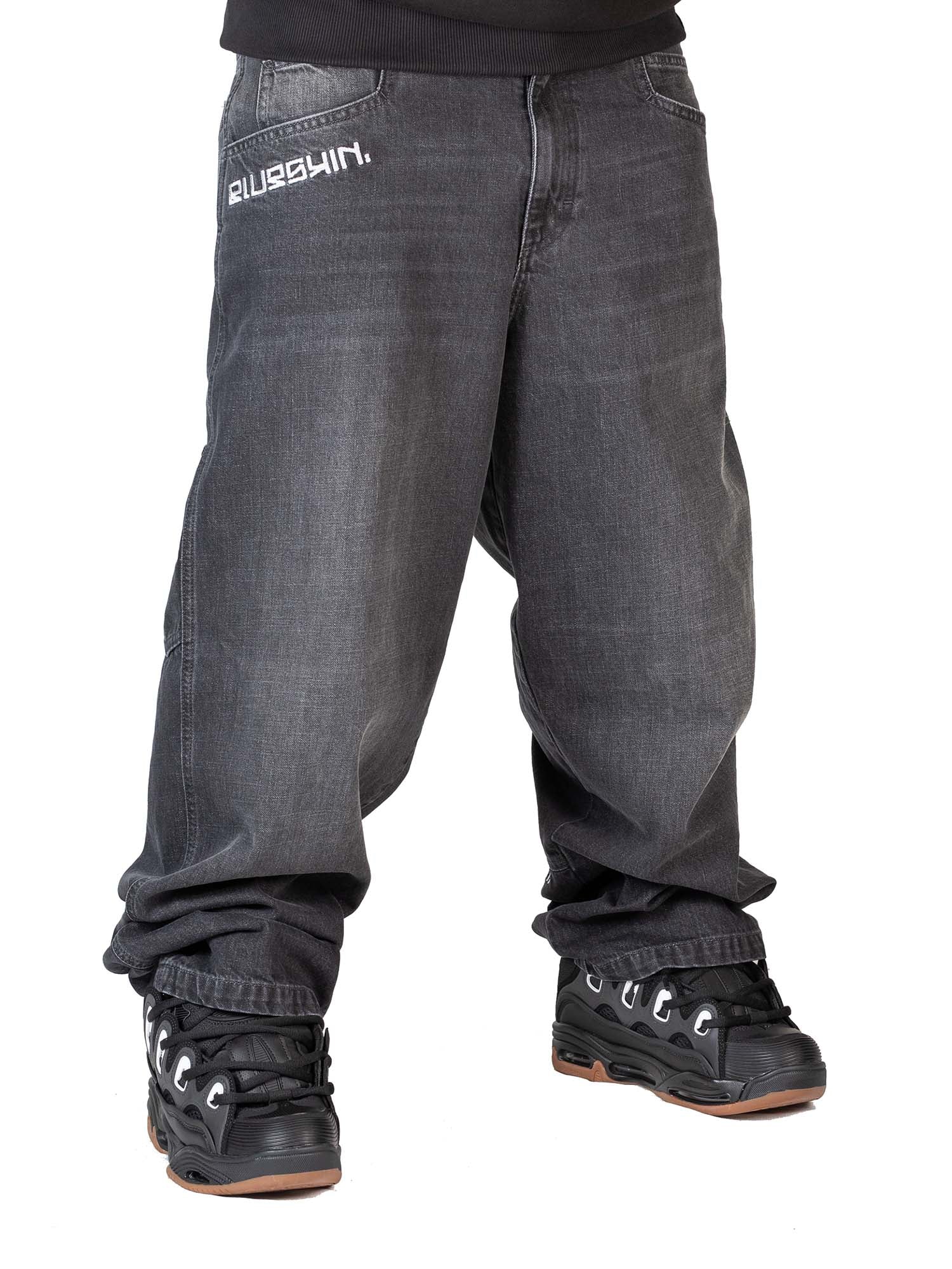 Blueskin Jeans skate rap pantaloni baggy Secret Pocket hip hop Nero